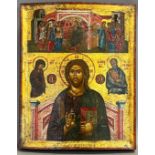 Ikone. Jesus Christus Pantokrator und Gleichnis von den zehn Jungfrauen. Griechenland.