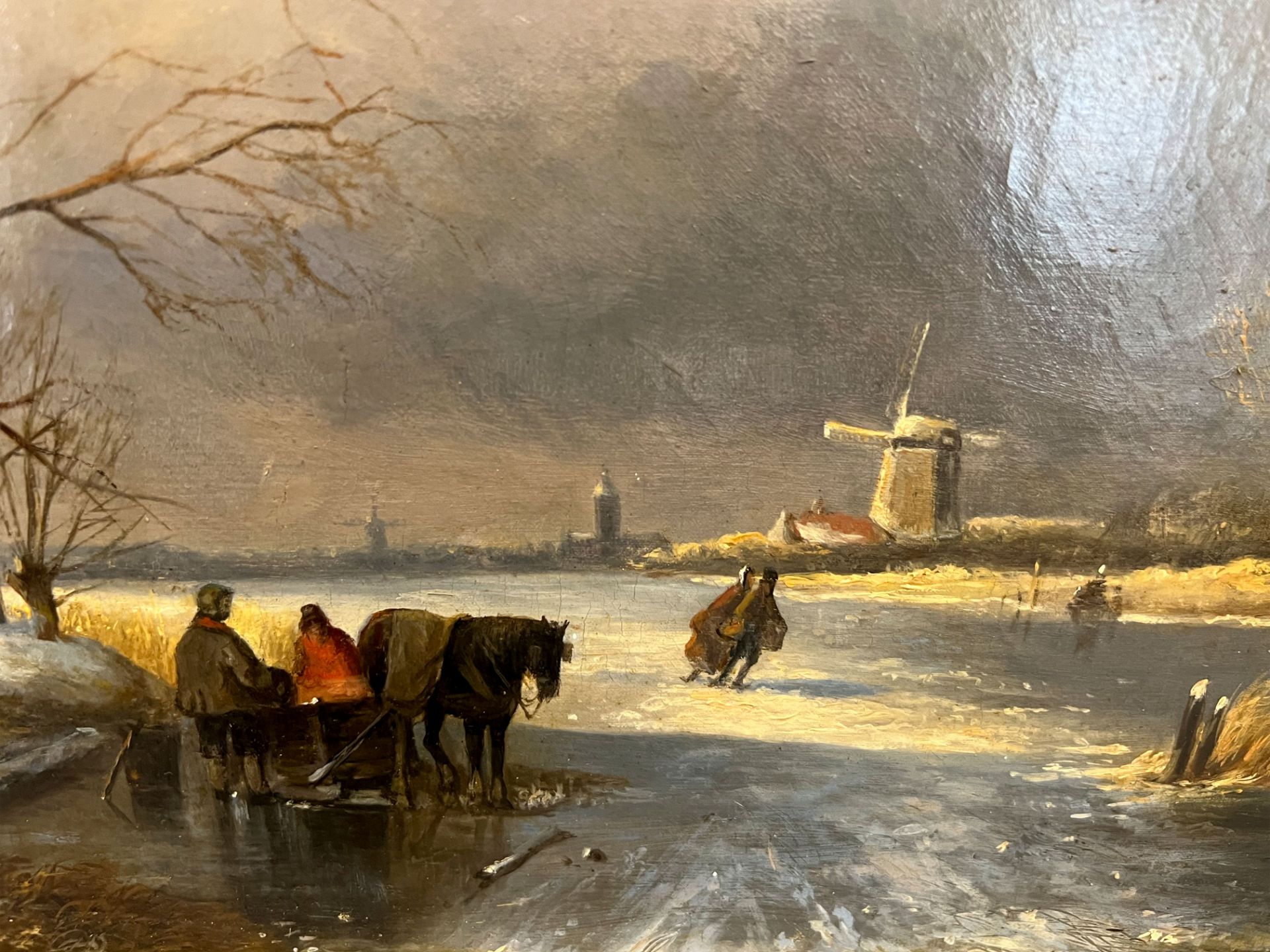 Attributed to Jacob Jan Coenraad SPOHLER (1837 - 1922). Dutch winter landscape. - Image 6 of 9