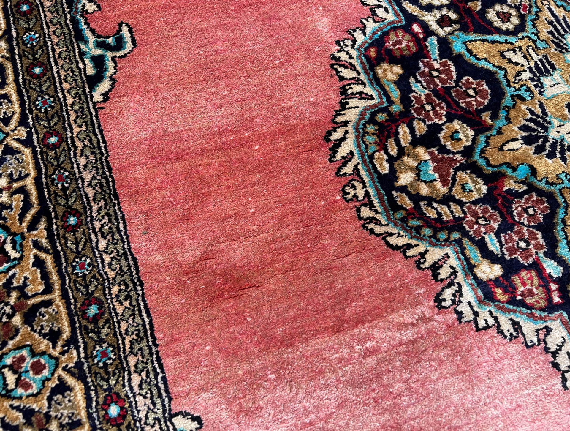 Ghom silk carpet. - Image 6 of 9