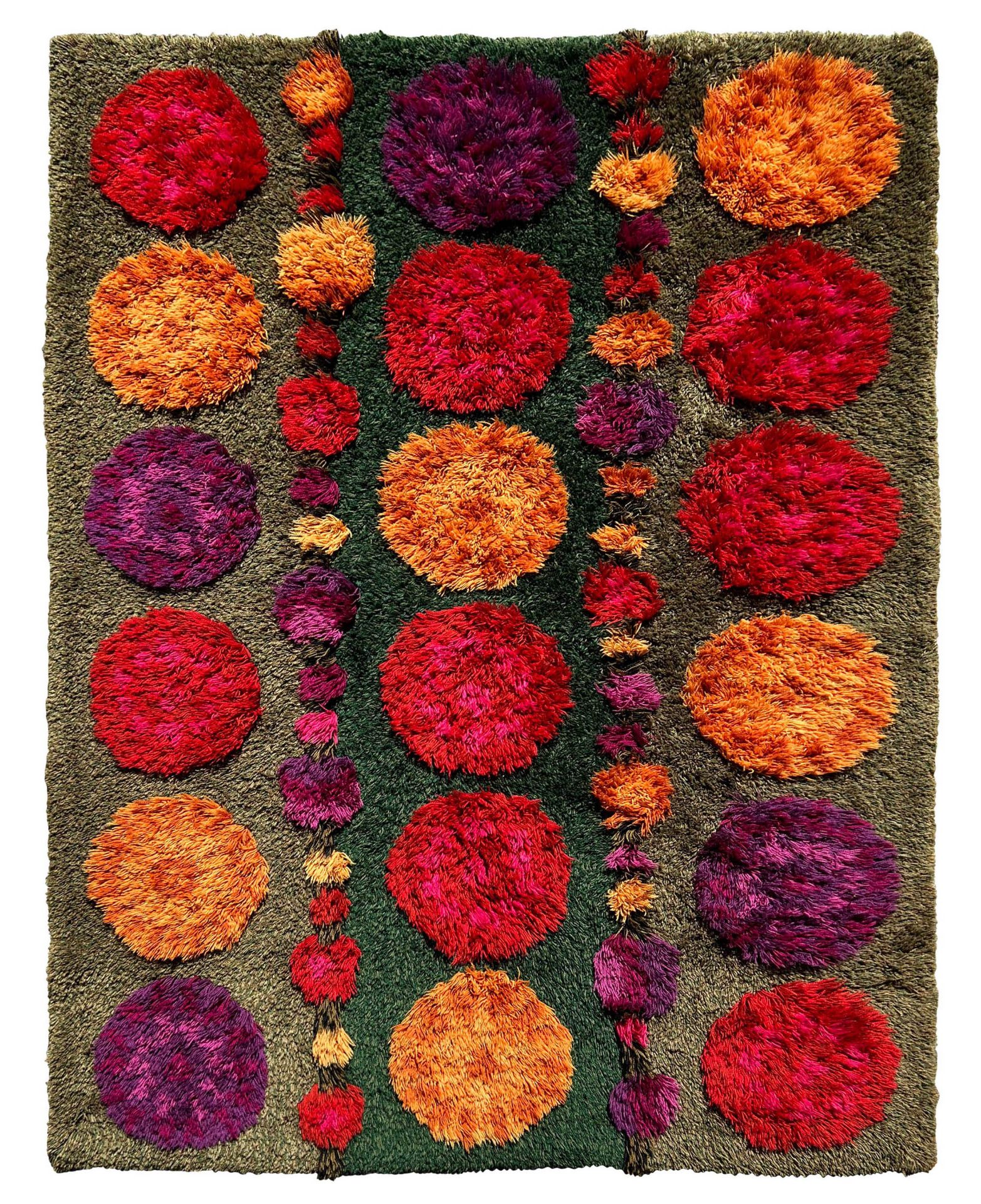 Colourful design carpet. Flower power. 1960s/1970s.