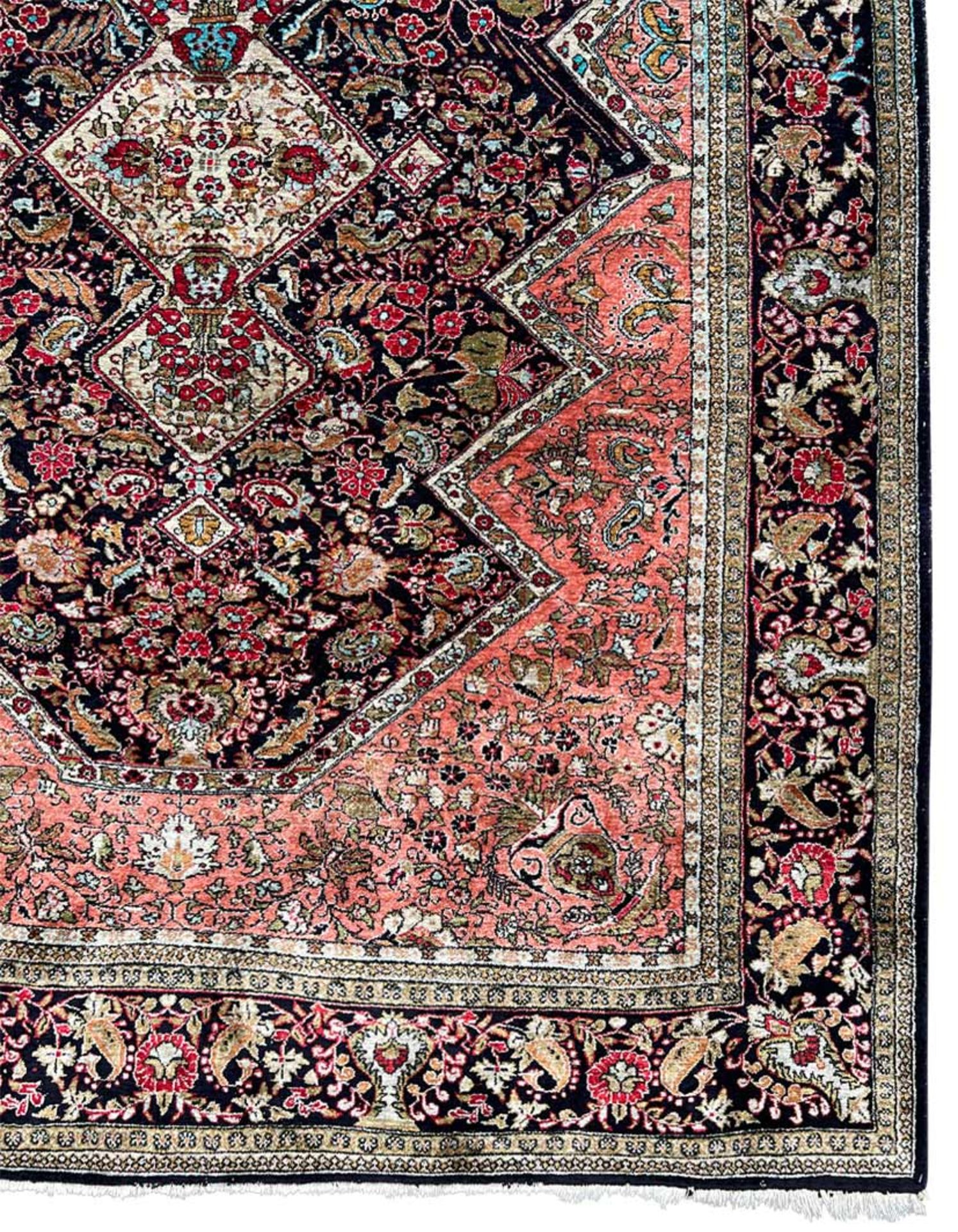Ghom. Silk carpet. Fine weave. - Image 8 of 13