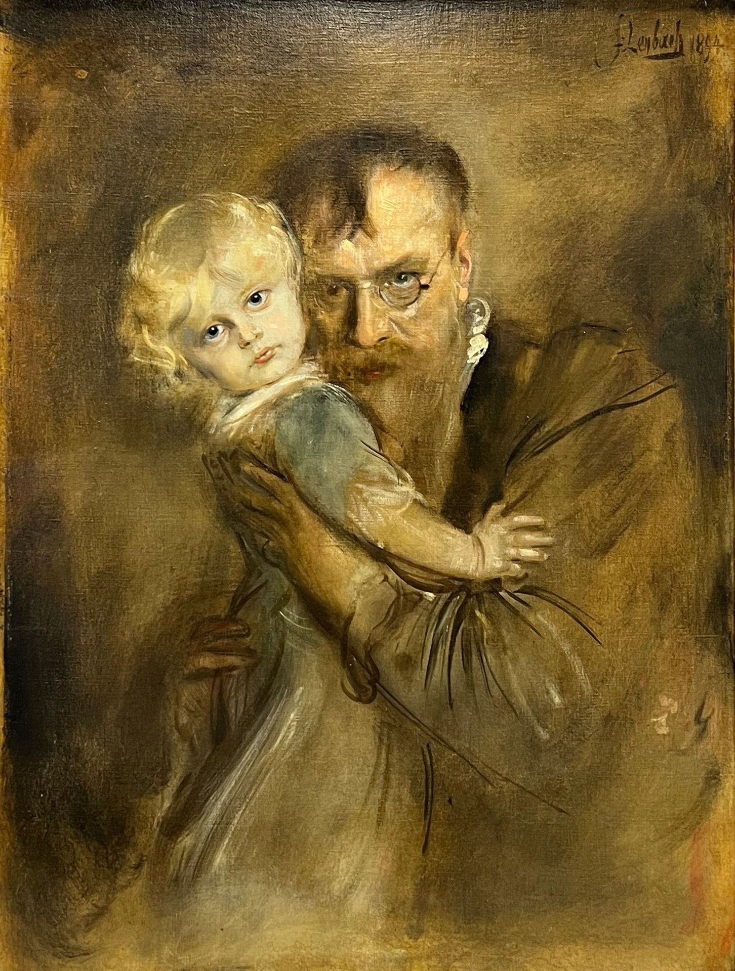 Franz Seraph VON LENBACH (1836 - 1904). Self-portrait with daughter Marion.