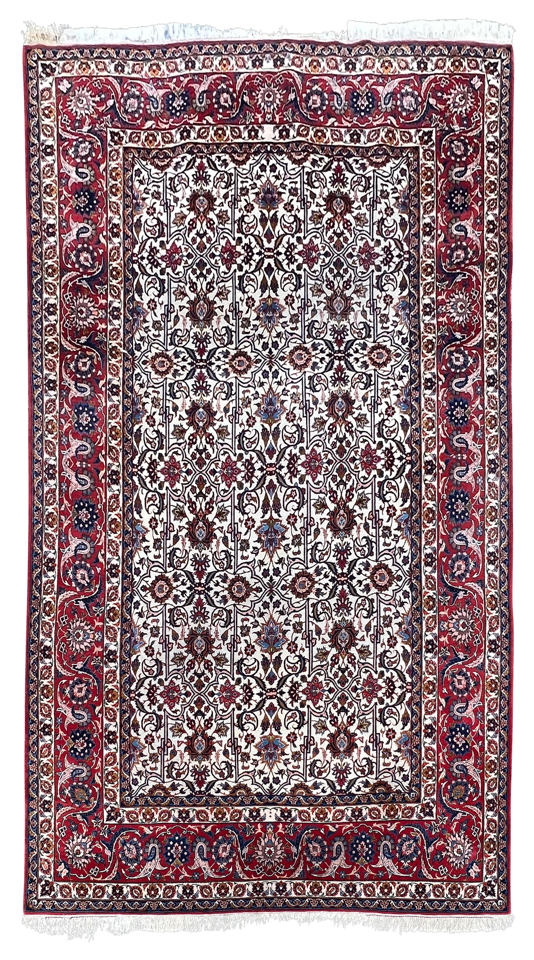 Isfahan. Najafabad. Workshop carpet. Light ground. Patterned through.
