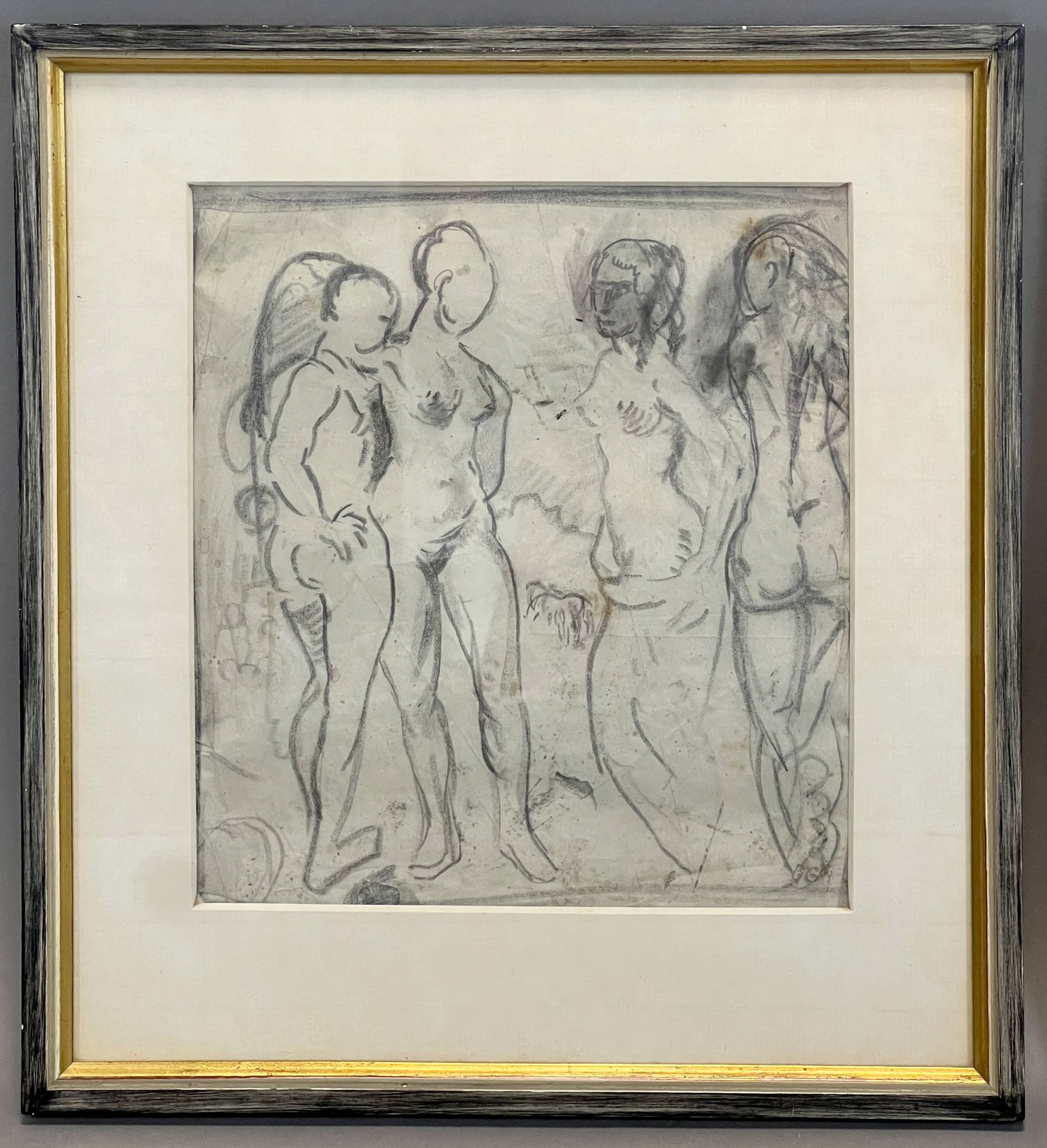 MONOGRAMIST (XX). A pair of pencil drawings. Nude and portrait on verso. - Image 3 of 10