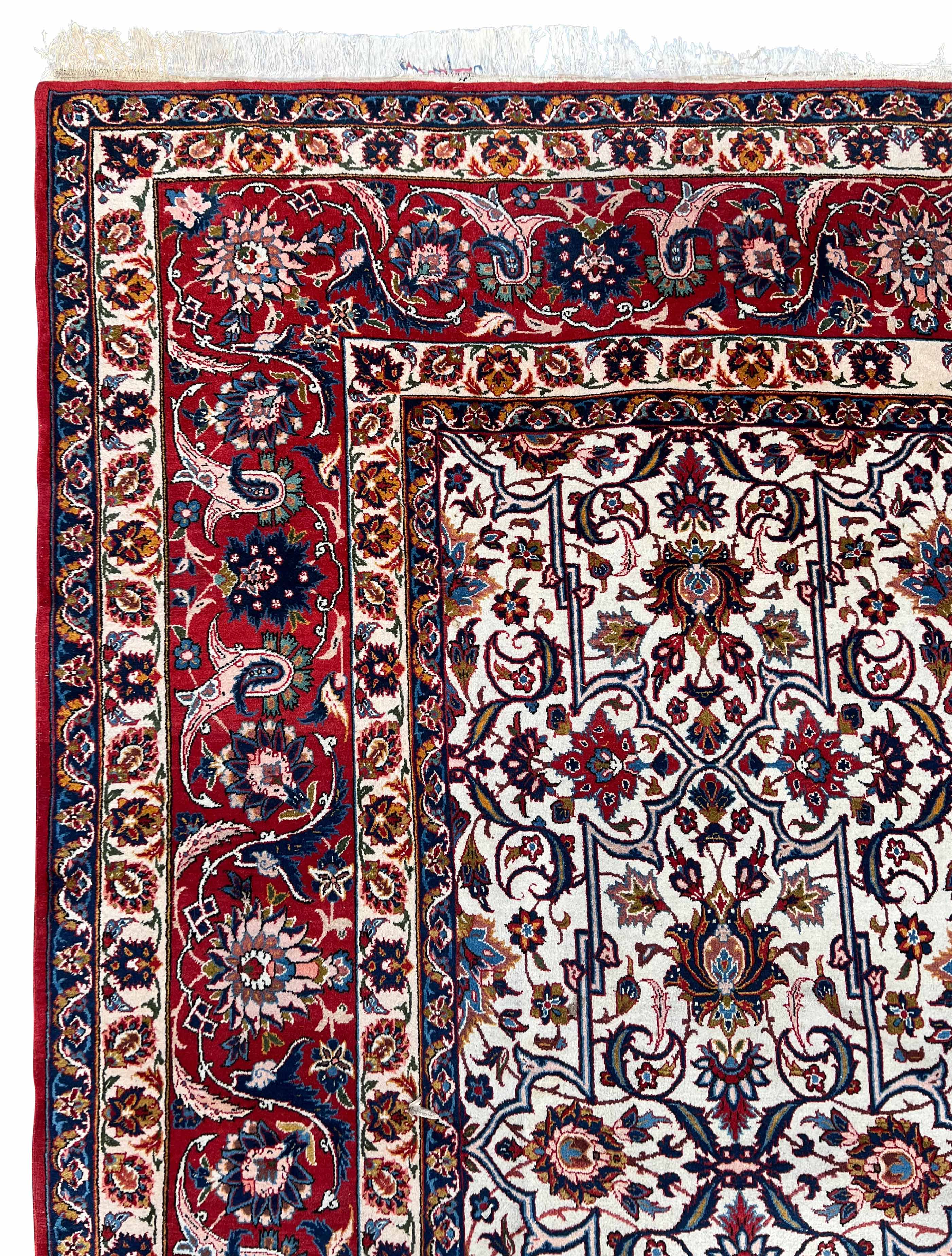 Isfahan. Najafabad. Workshop carpet. Light ground. Patterned through. - Image 8 of 16
