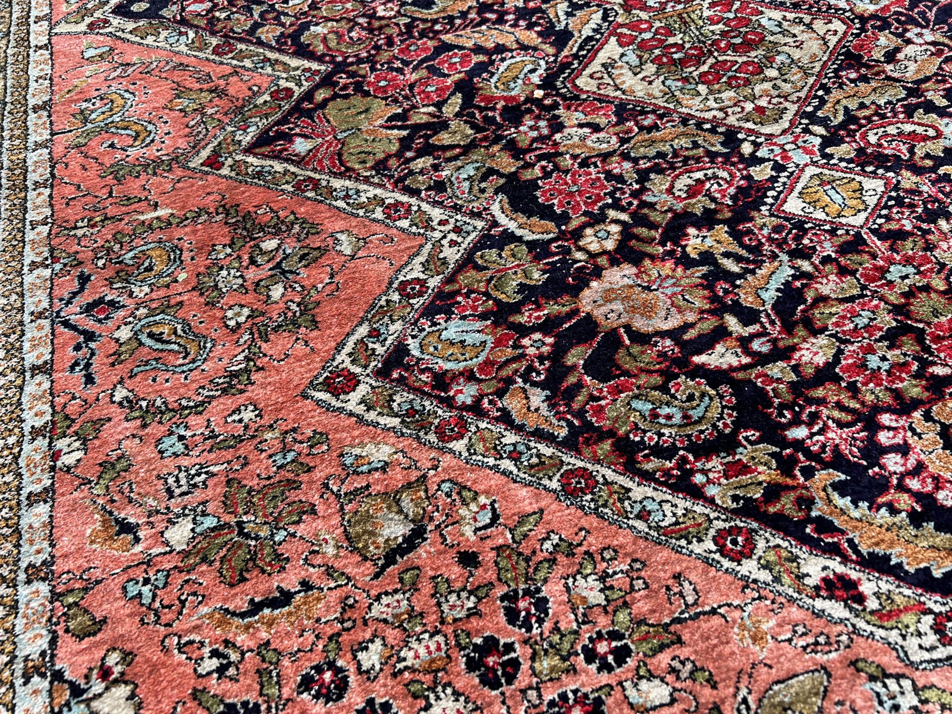 Ghom. Silk carpet. Fine weave. - Image 11 of 13