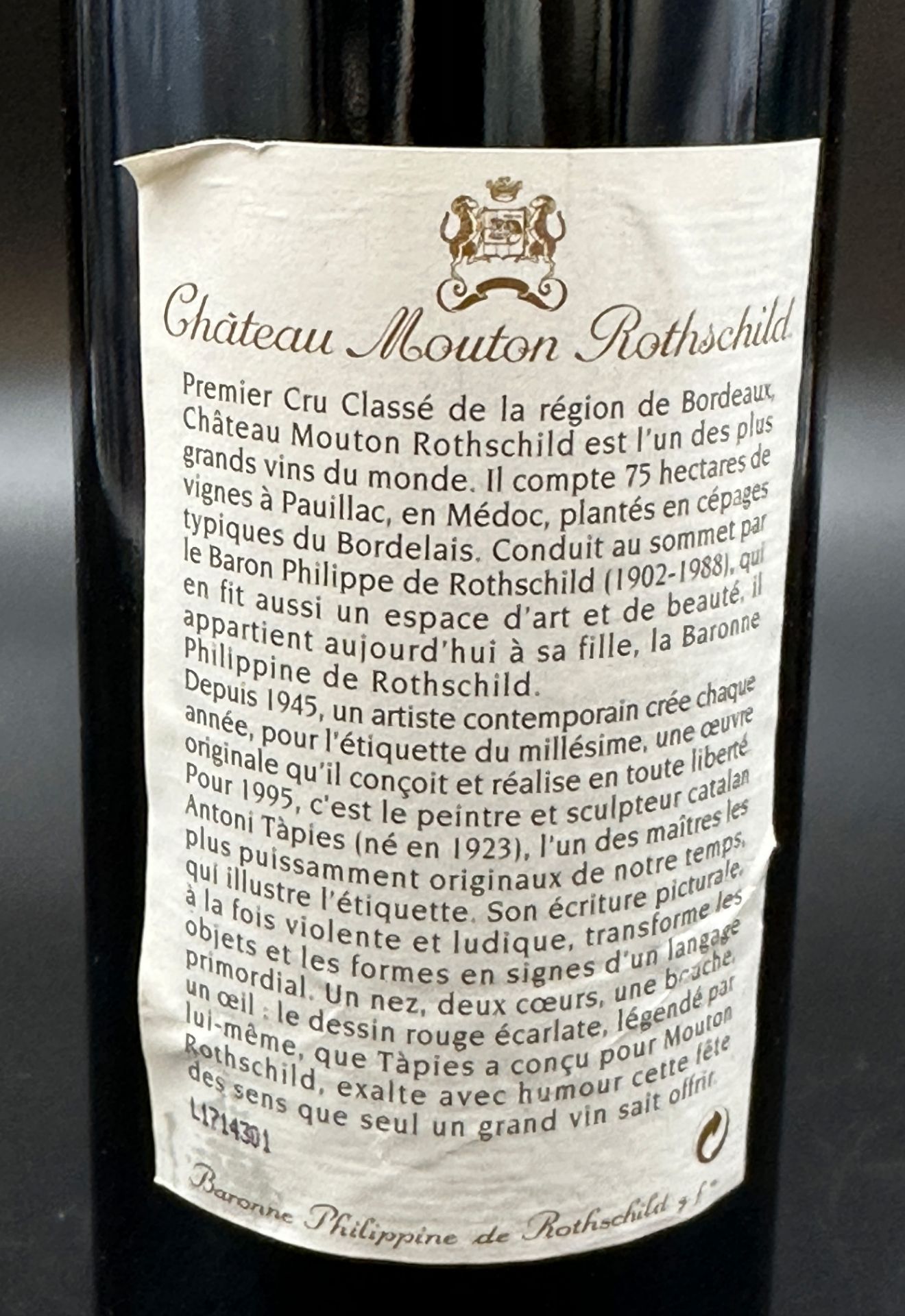 1 bottle of red wine. Château Mouton ROTHSCHILD. Paulliac. 1995. France. - Image 3 of 3