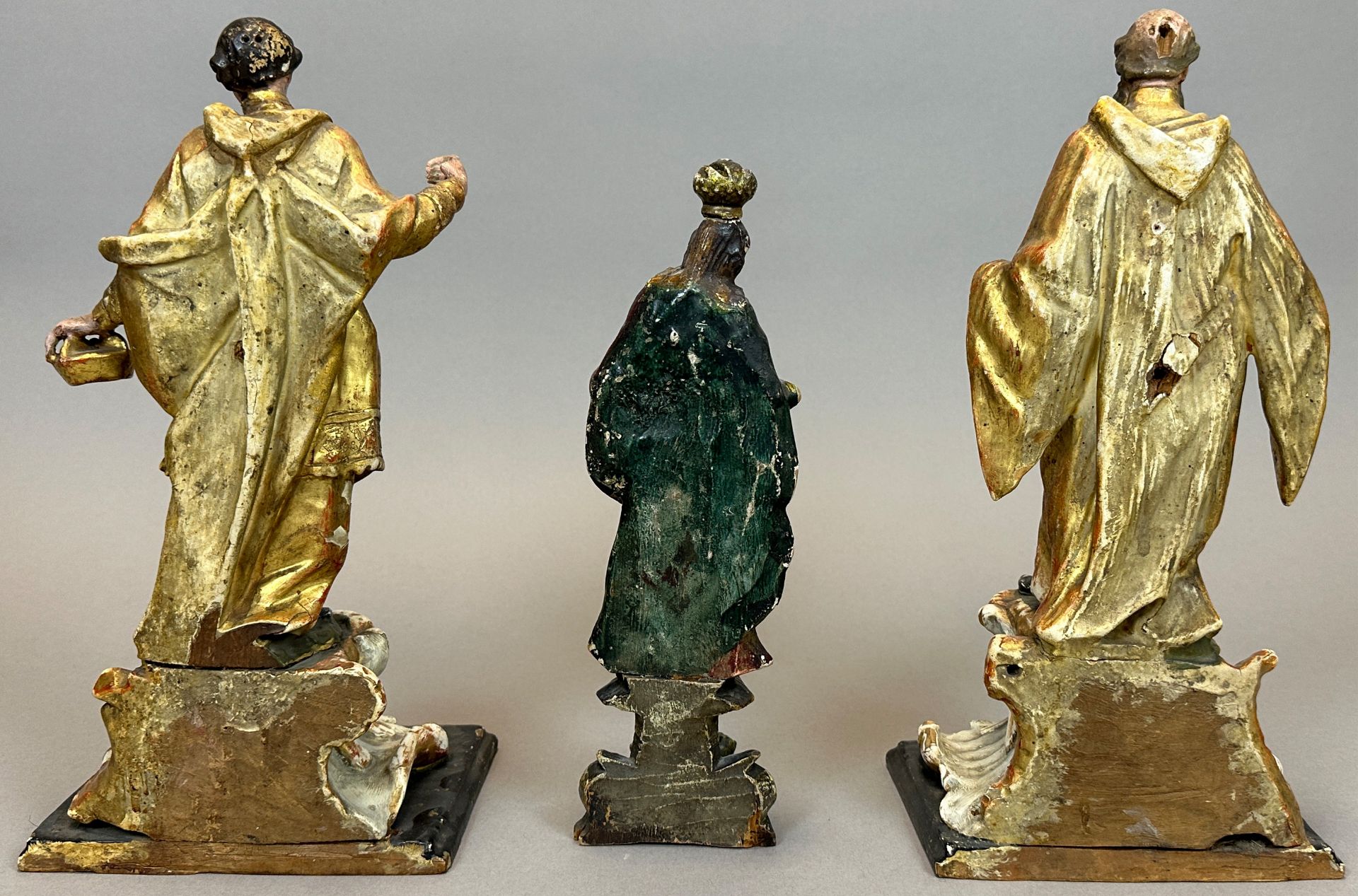 Three figures of saints. Baroque. 18th century. Austria. - Image 3 of 15