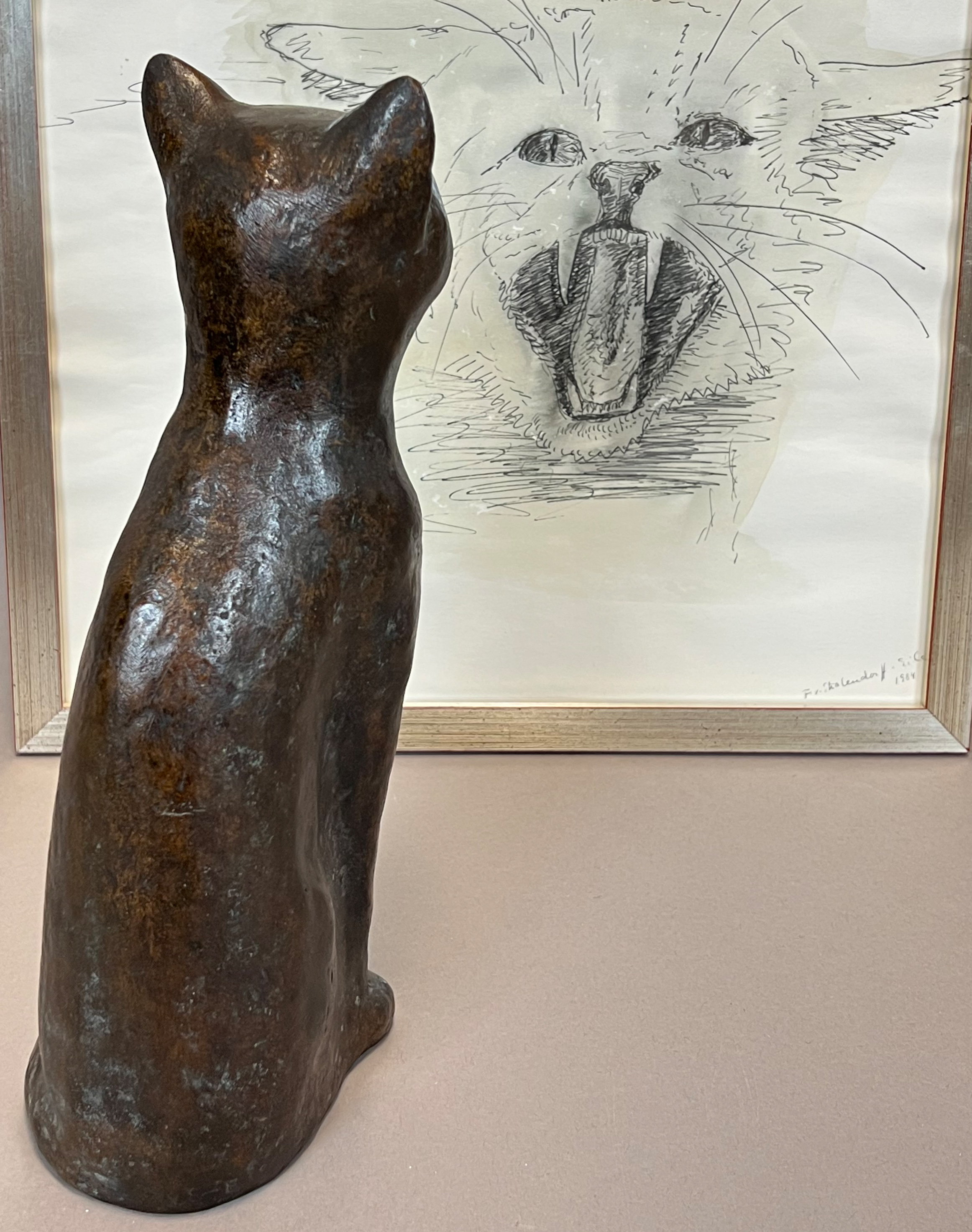 Friderun STRALENDORFF-EILERS (1916 - 2011). Sitting cat. Bronze. - Image 2 of 9