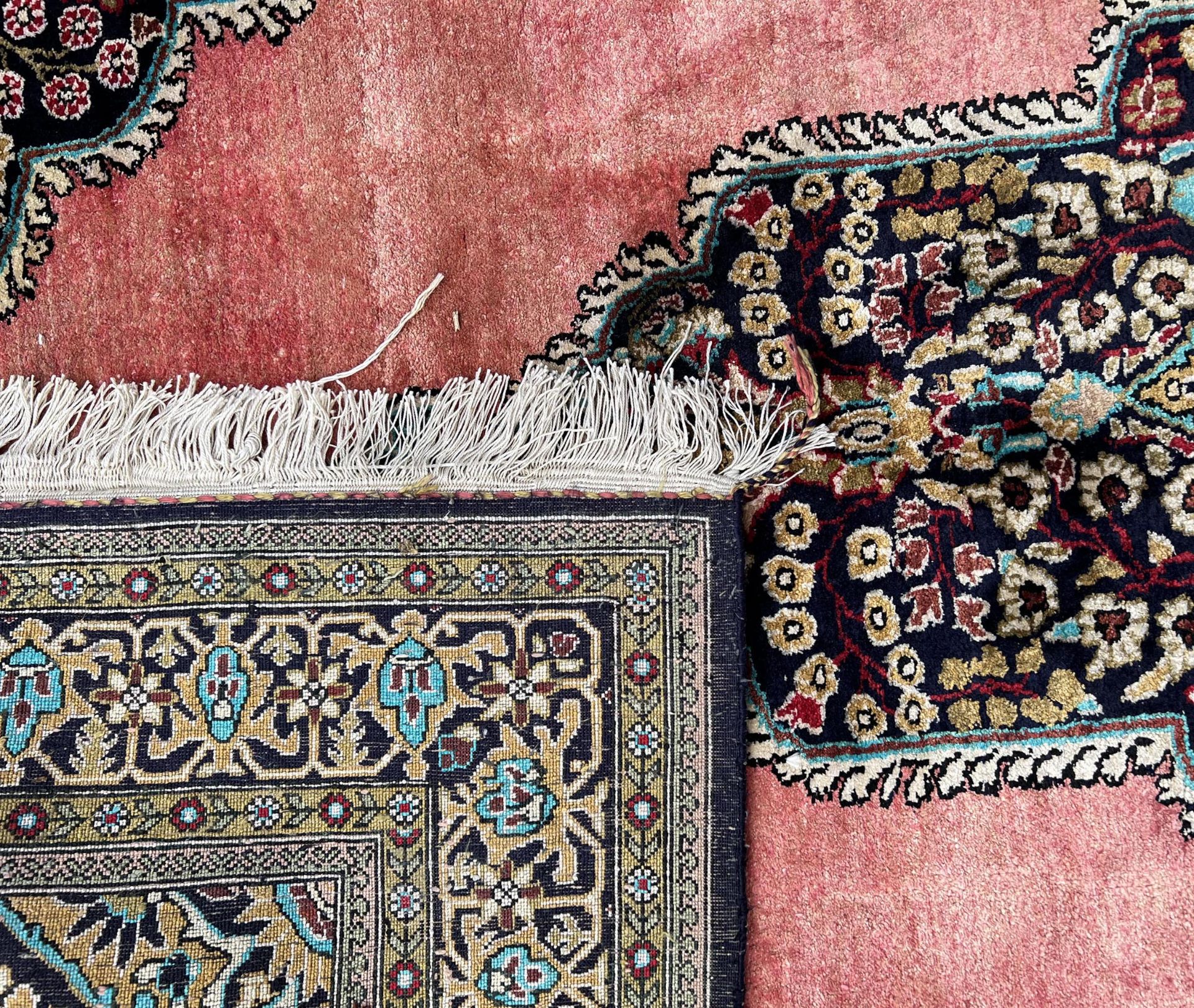 Ghom silk carpet. - Image 8 of 9