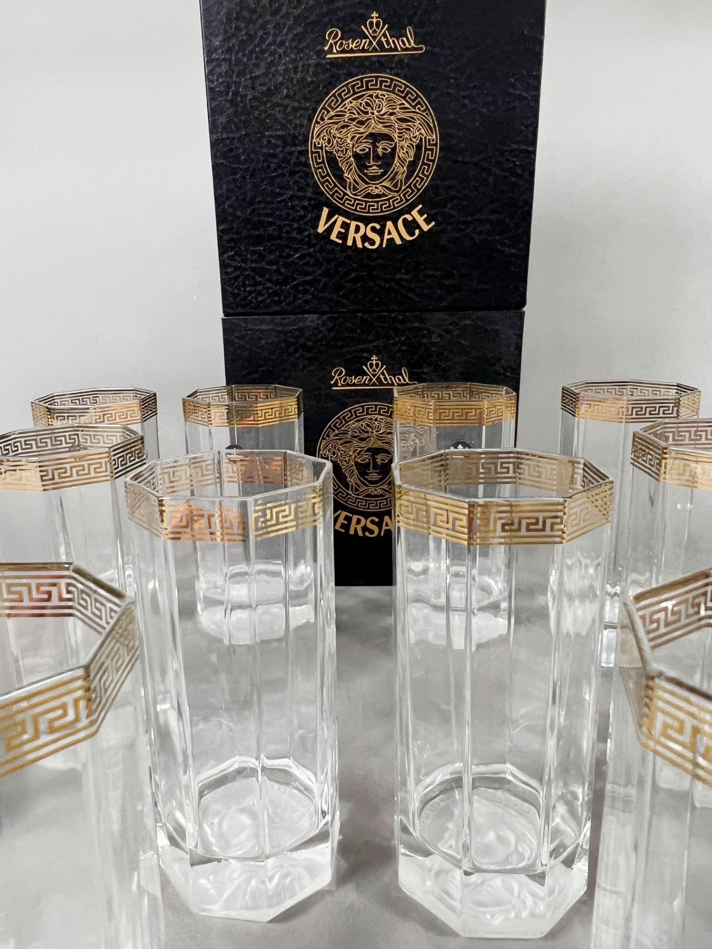 VERSACE by ROSENTHAL. "Medusa D'Or". 12-piece set of long drink glasses. - Image 4 of 7