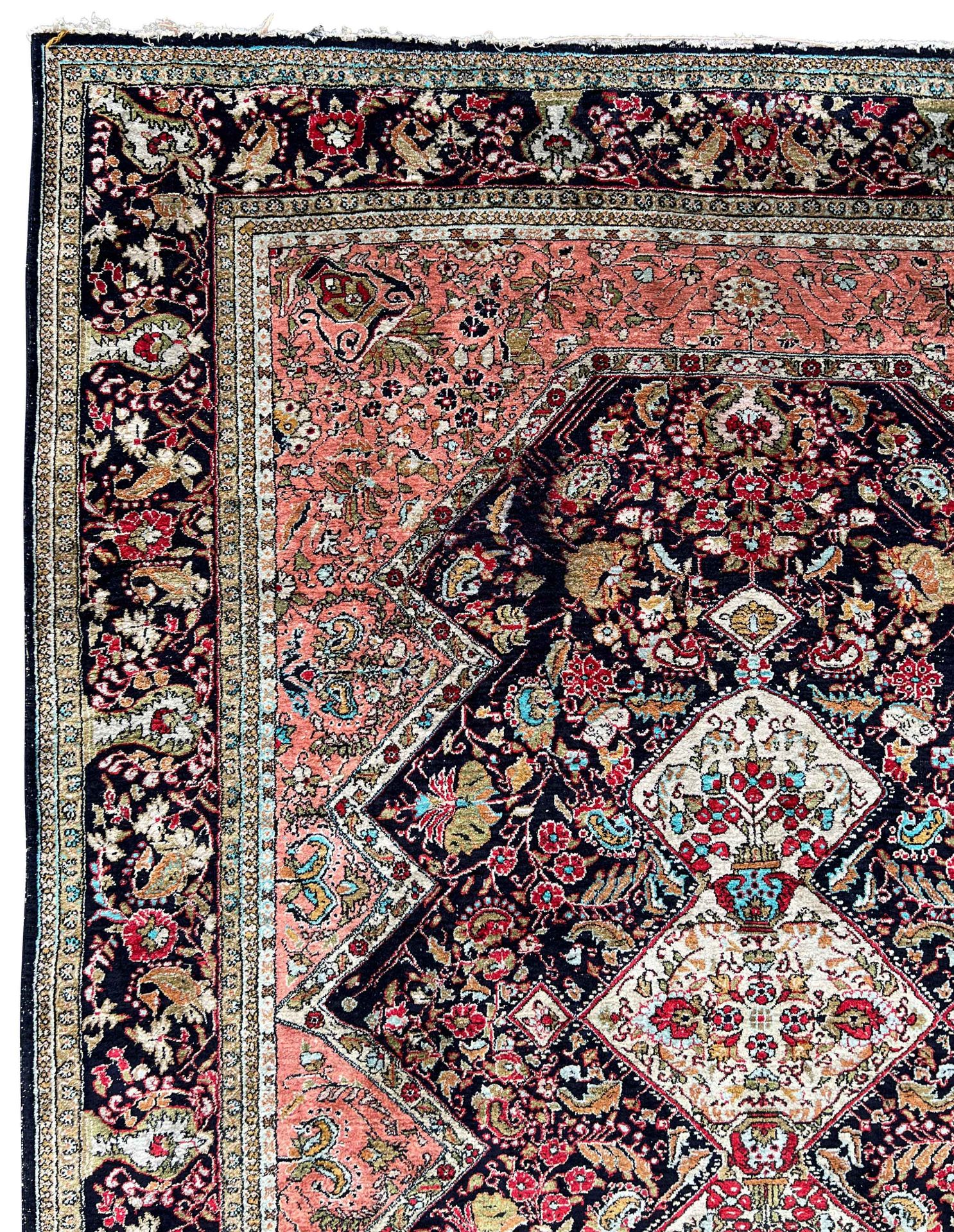 Ghom. Silk carpet. Fine weave. - Image 2 of 13