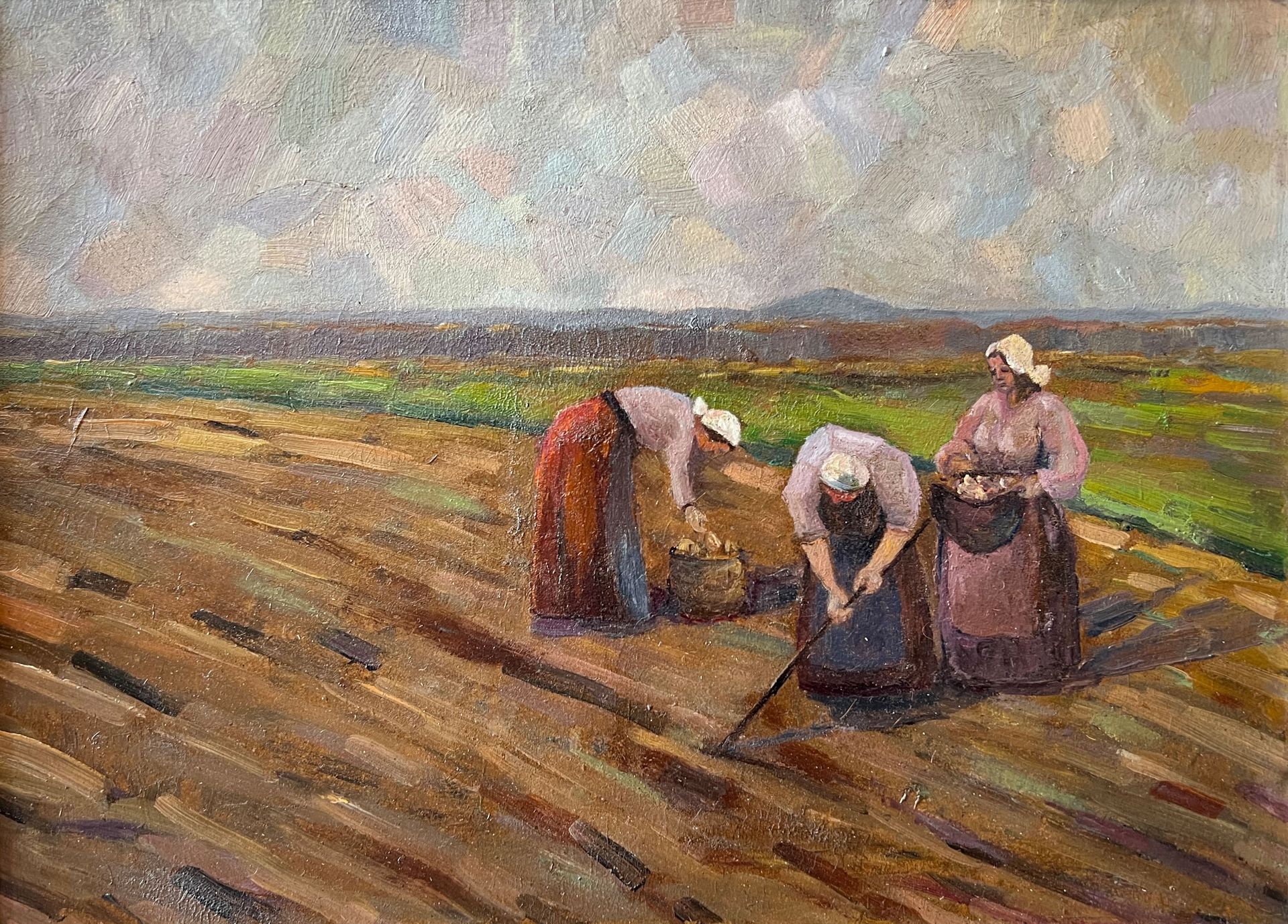 INDISTINCTLY SIGNED (XIX). Peasant women at work in the fields.