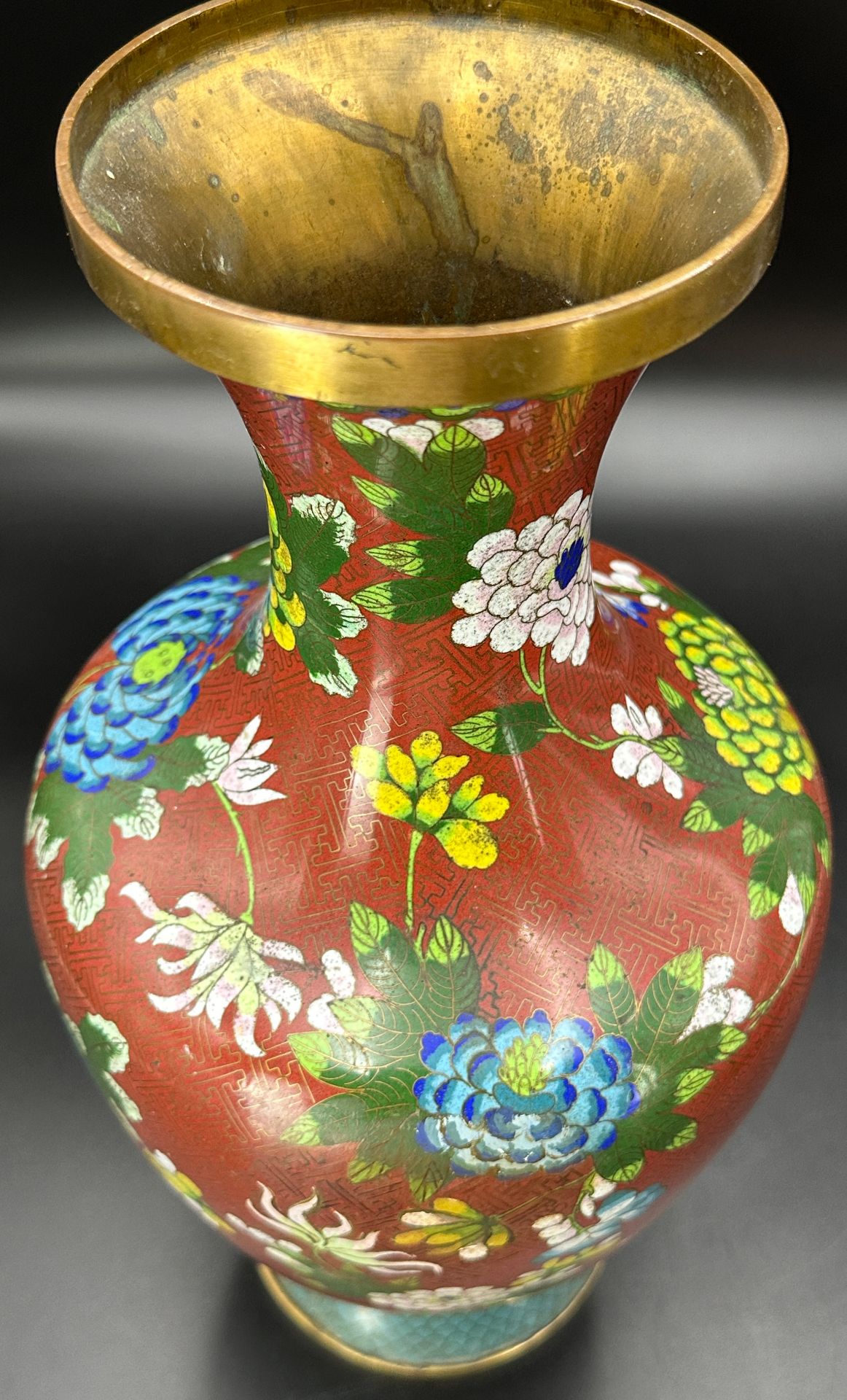 Antike Cloisonné-Vase. Messing. China. - Bild 7 aus 7