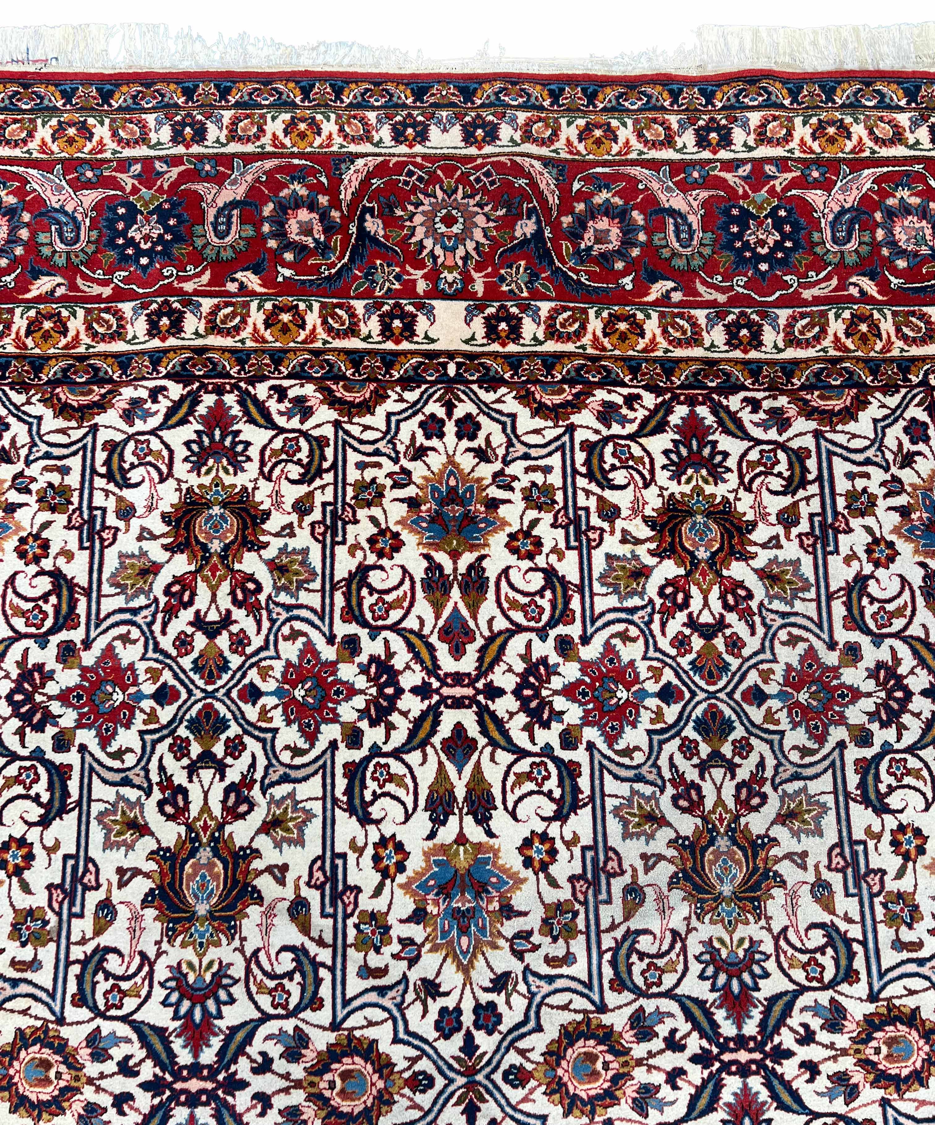 Isfahan. Najafabad. Workshop carpet. Light ground. Patterned through. - Image 9 of 16