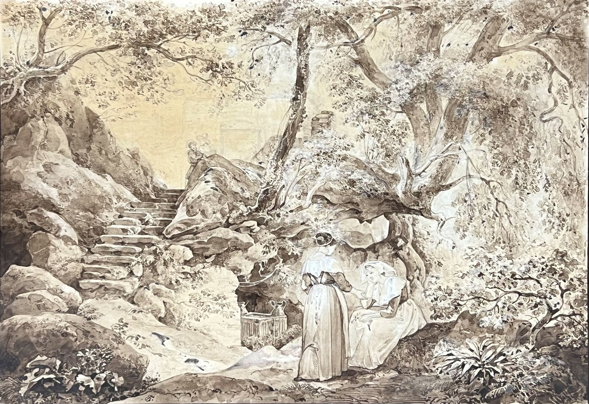 Probably Ernst FRIES (1801 - 1833). Ink drawing.