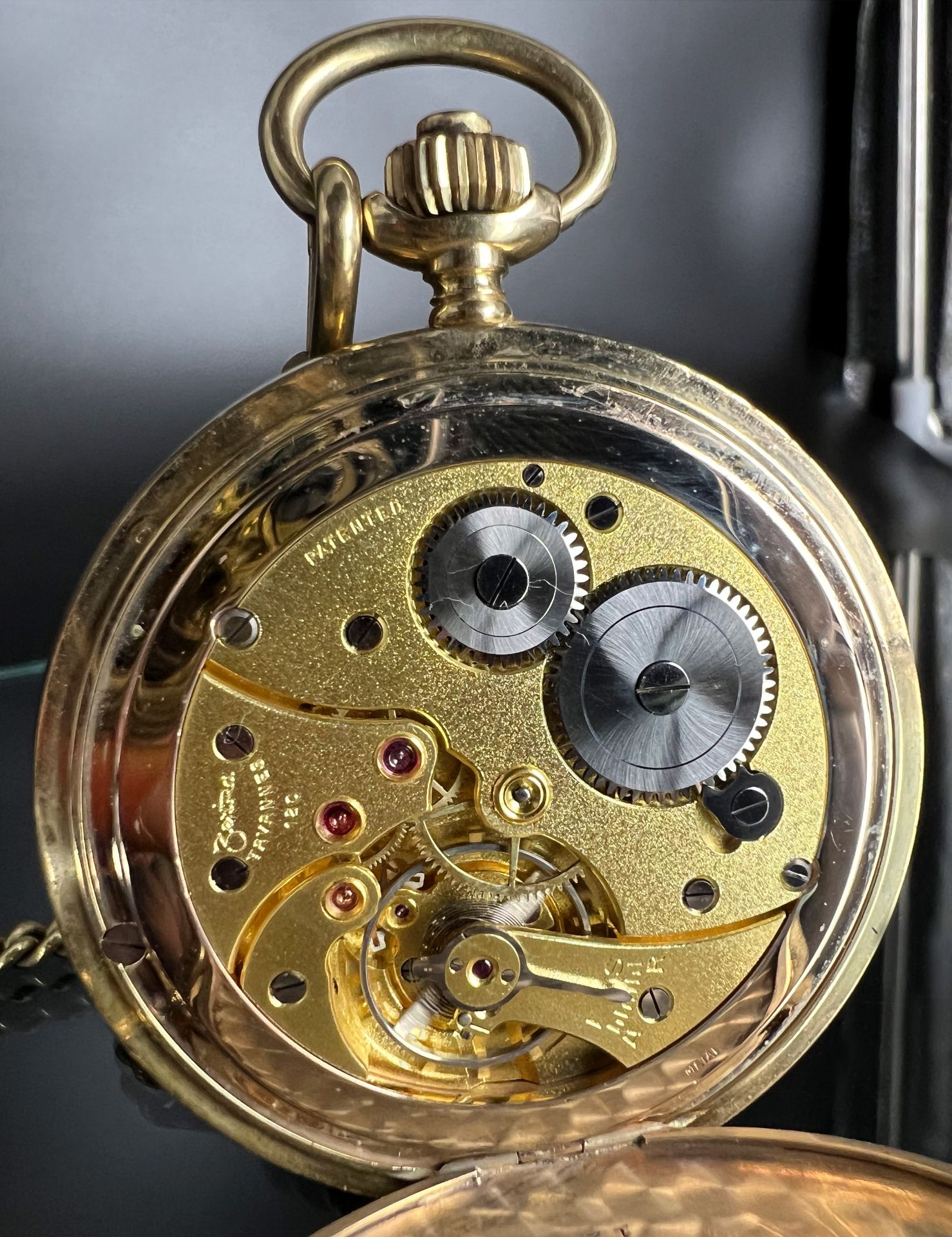 Men's pocket watch ZENTRA Tavannes 585 yellow gold with gold chain. Switzerland. - Image 4 of 10