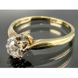 Solitärring 585 Gelbgold und Weißgold. Diamant von circa 0.25 ct.