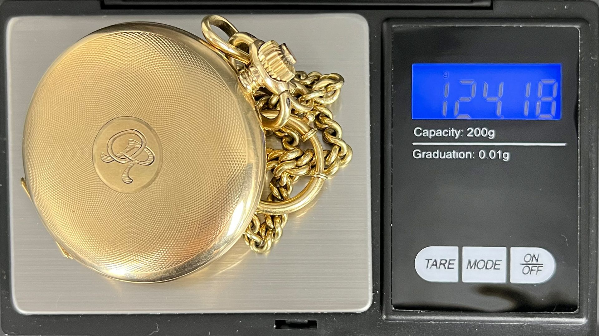Men's pocket watch ZENTRA Tavannes 585 yellow gold with gold chain. Switzerland. - Image 10 of 10