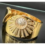 Damenarmbanduhr GIRARD-PERREGAUX. 750 Gelbgold mit Diamantbesatz.