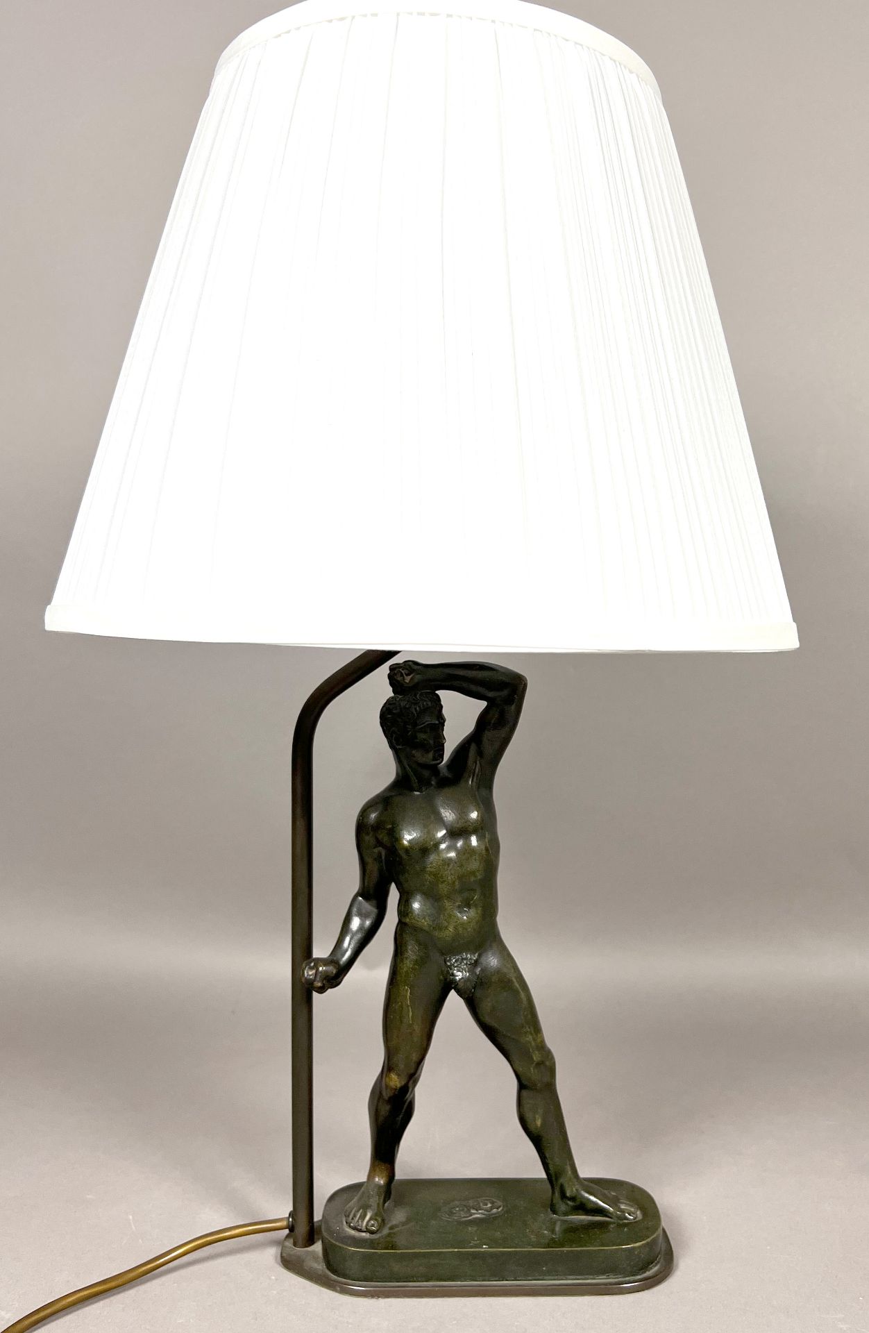 MORELLI & RINALDI Roma (XVIII - XIX). Table lamp. Bronze. Fist fighter Creugas.
