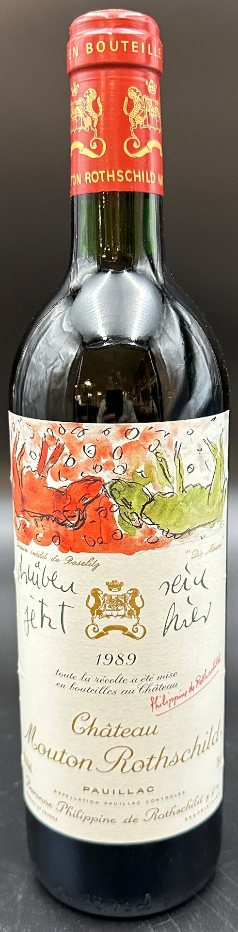 1 bottle of red wine. Château Mouton ROTHSCHILD. Paulliac. 1989. France.
