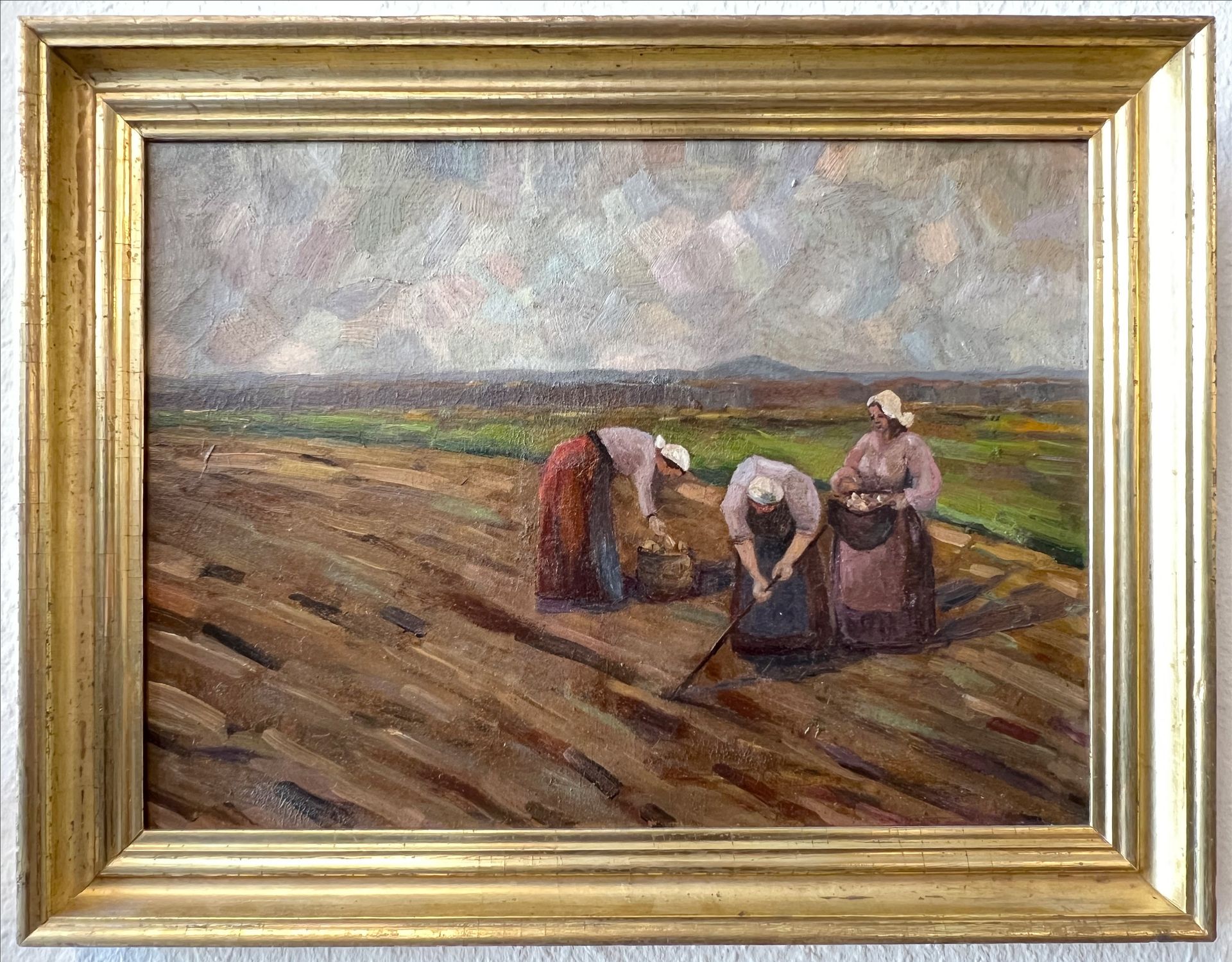 INDISTINCTLY SIGNED (XIX). Peasant women at work in the fields. - Image 2 of 8