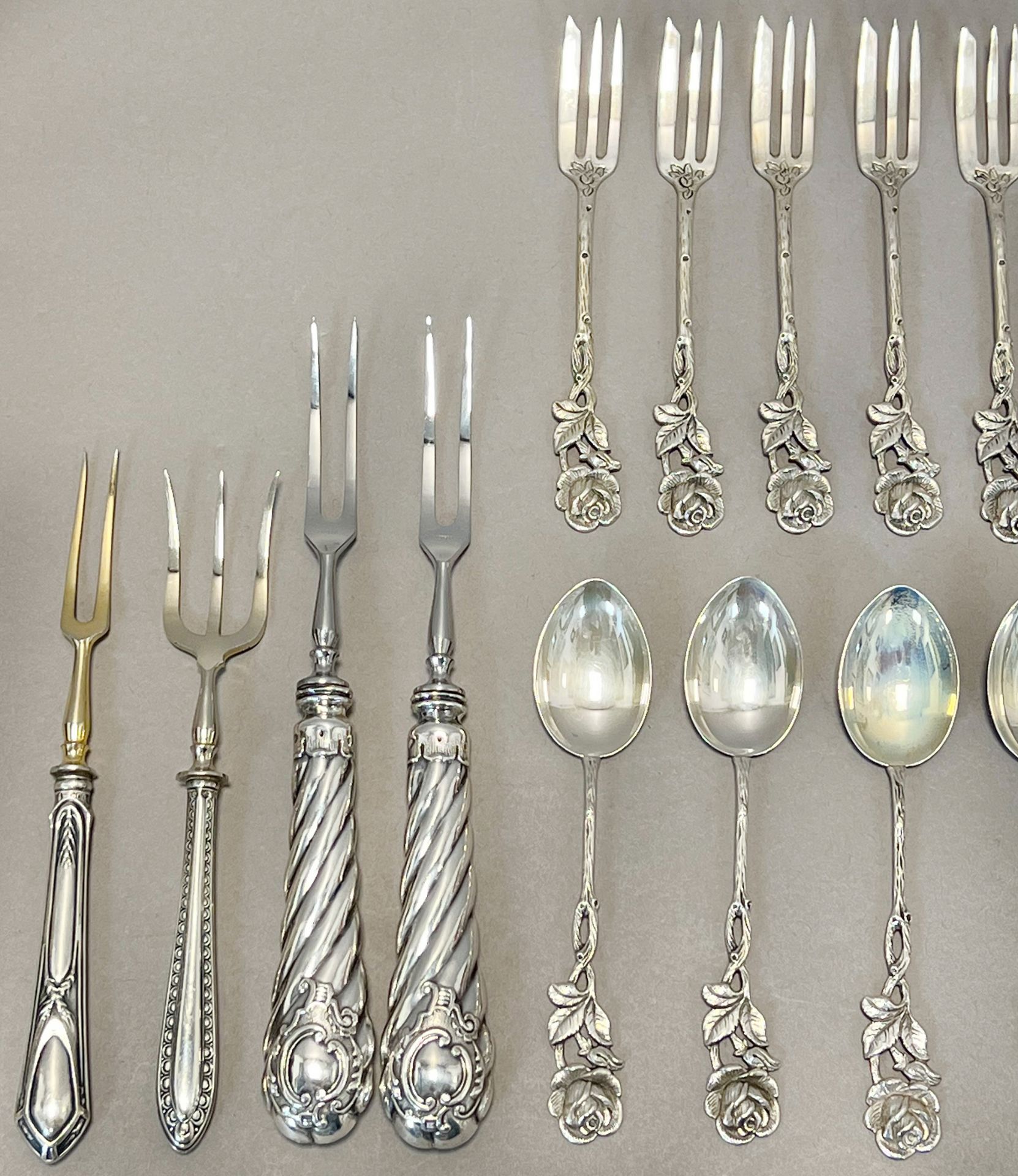 Silver cutlery 835 silver. 38 pieces. Plus 6 pieces 800 silver. - Image 3 of 7