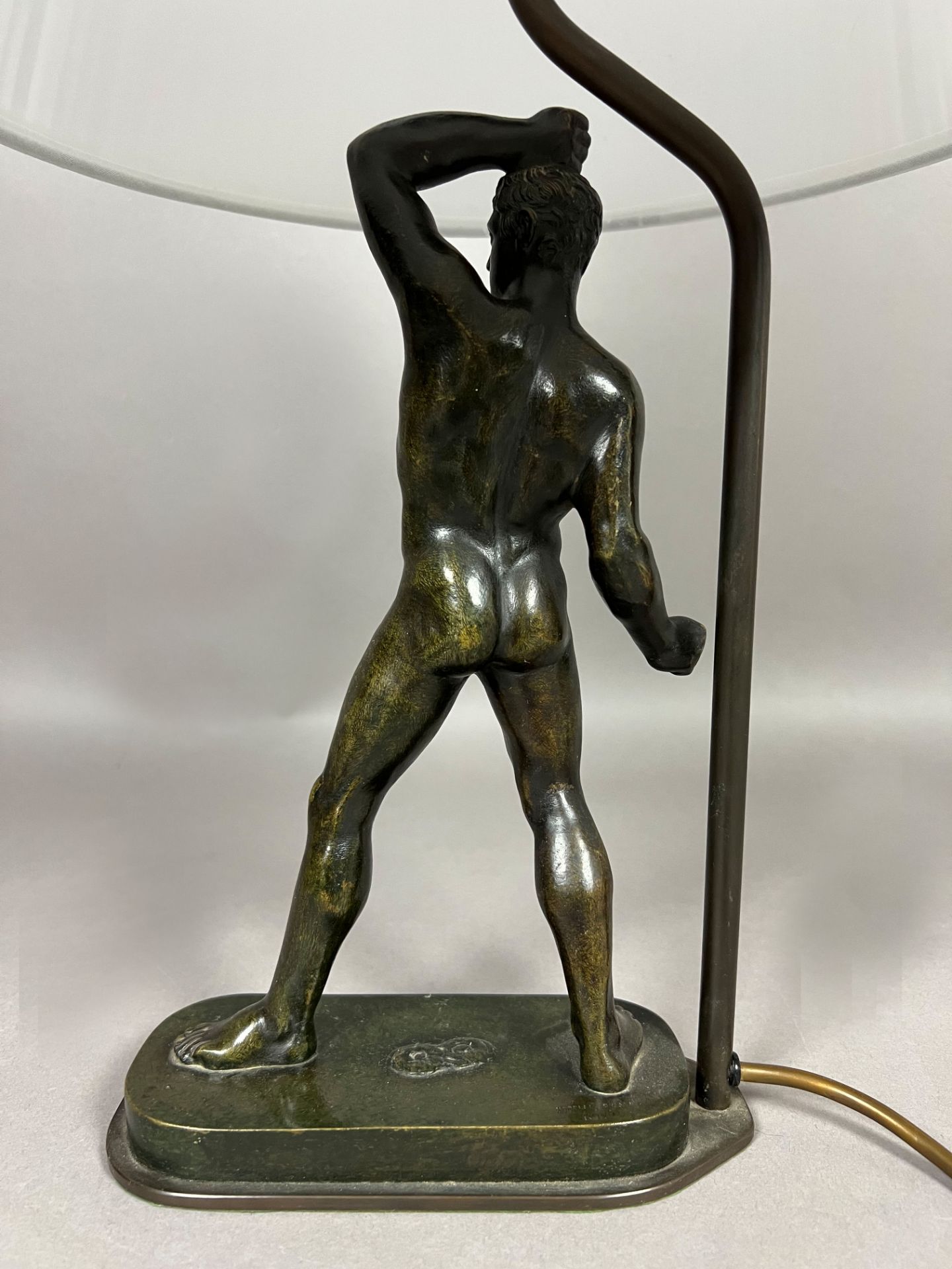 MORELLI & RINALDI Roma (XVIII - XIX). Table lamp. Bronze. Fist fighter Creugas. - Image 3 of 6