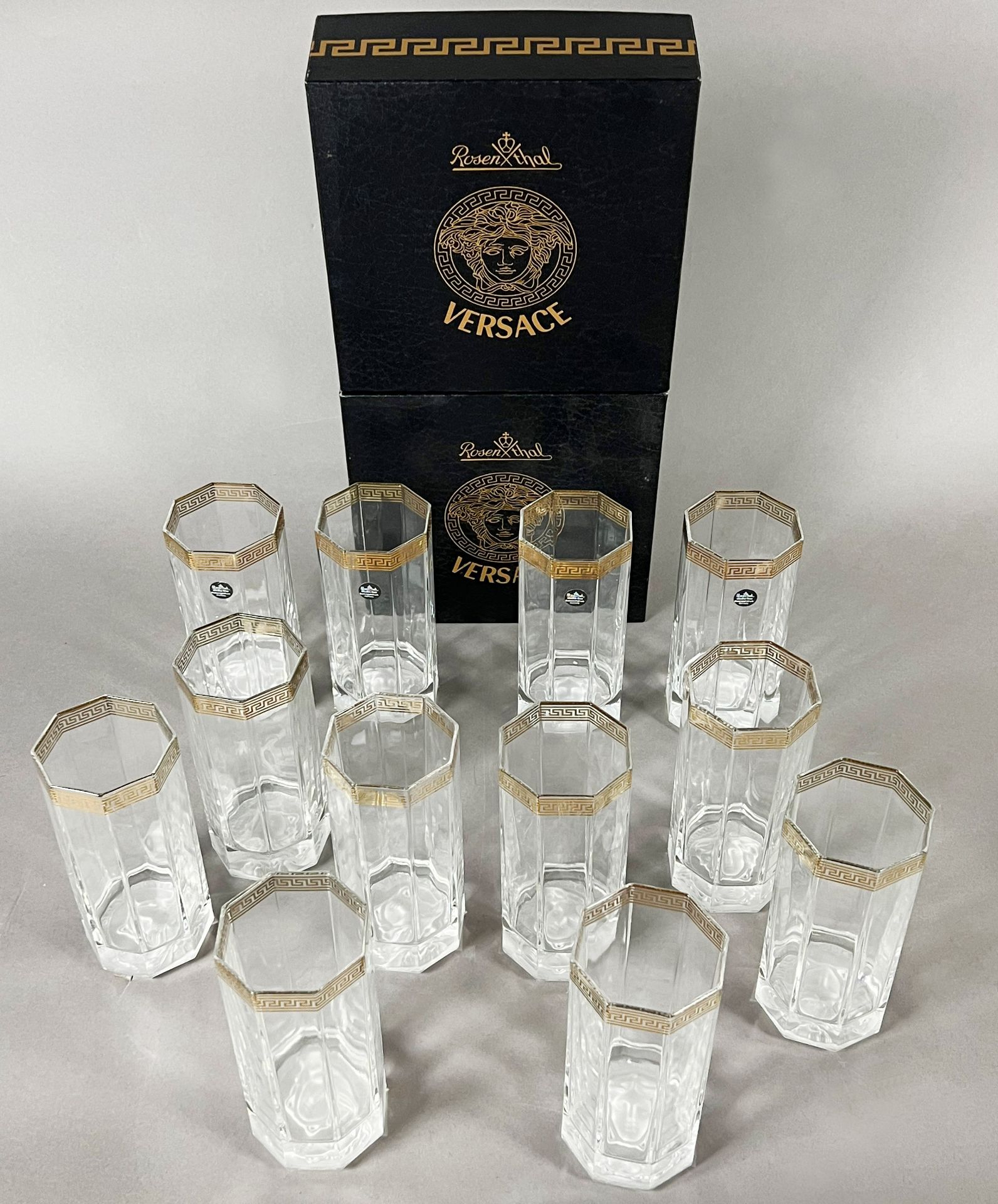 VERSACE by ROSENTHAL. "Medusa D'Or". 12-piece set of long drink glasses. - Image 3 of 7