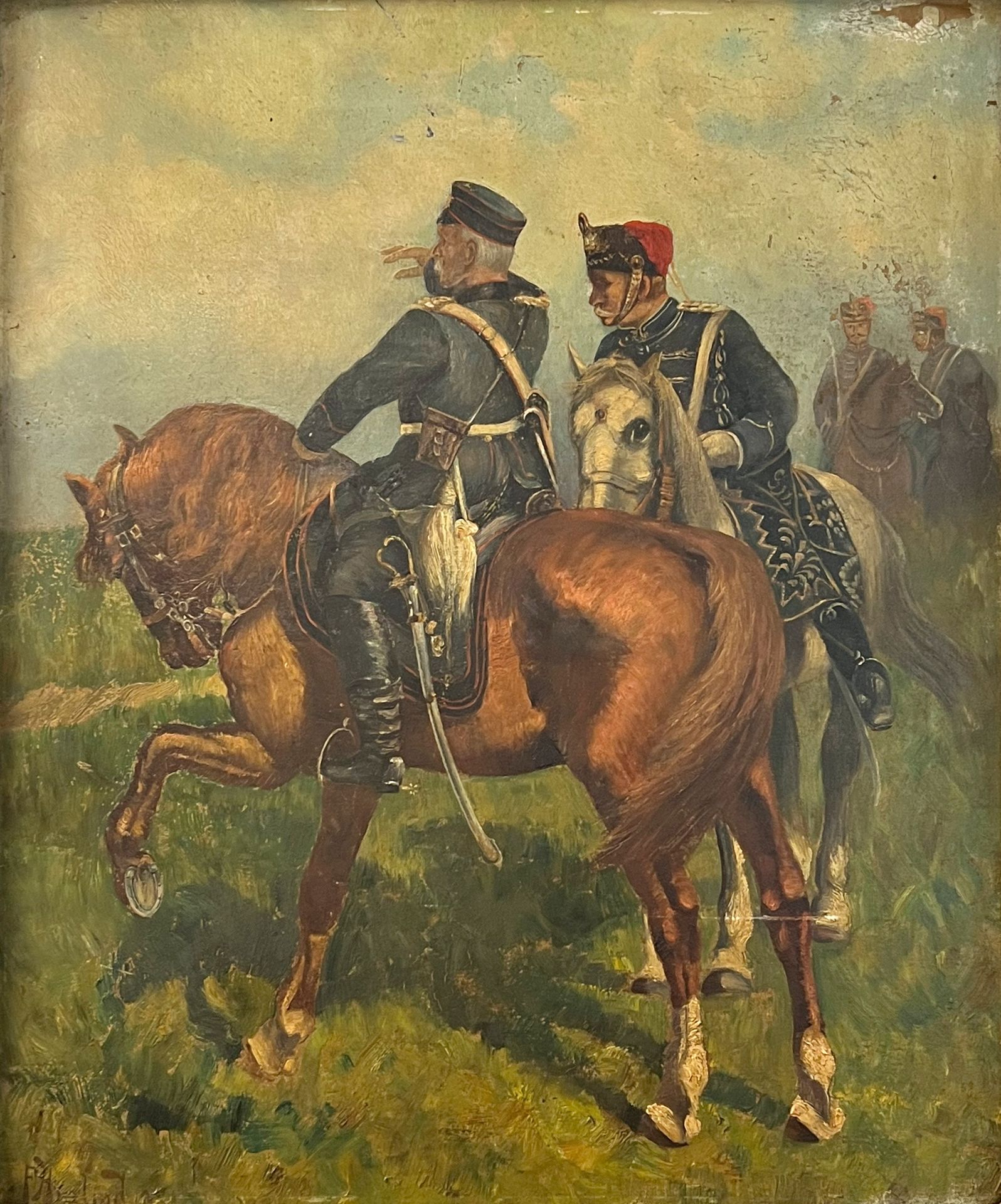 ILLEGIBLY SIGNED (XX). Prussian soldiers on horseback.