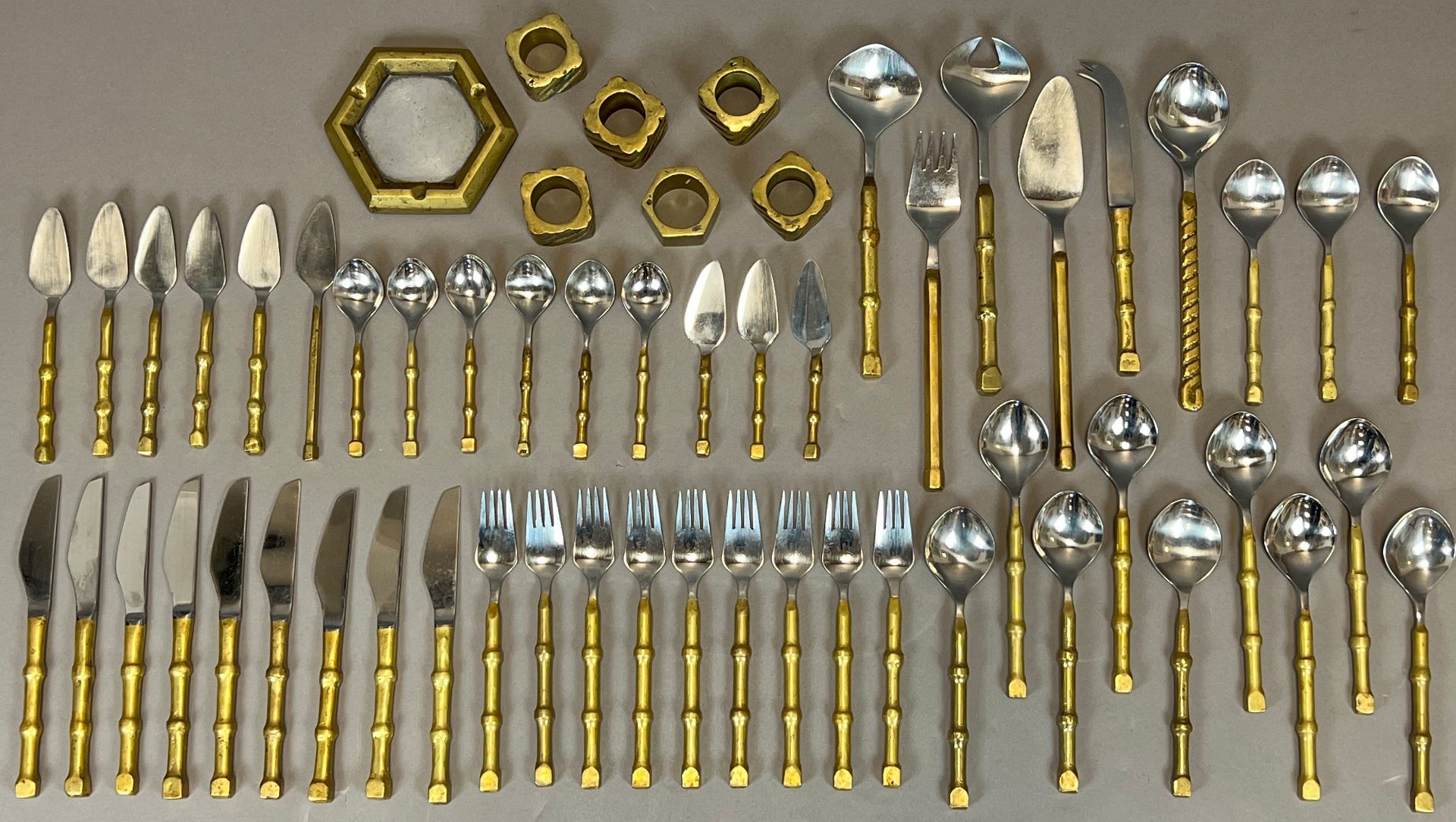 David MARSHALL (1942). 58-piece set. Design cutlery. 1970s. Brutalism.