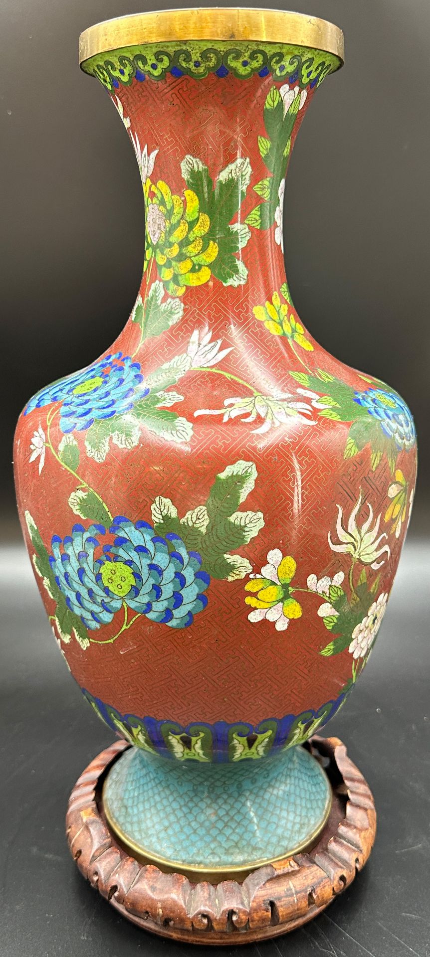 Antike Cloisonné-Vase. Messing. China. - Bild 3 aus 7
