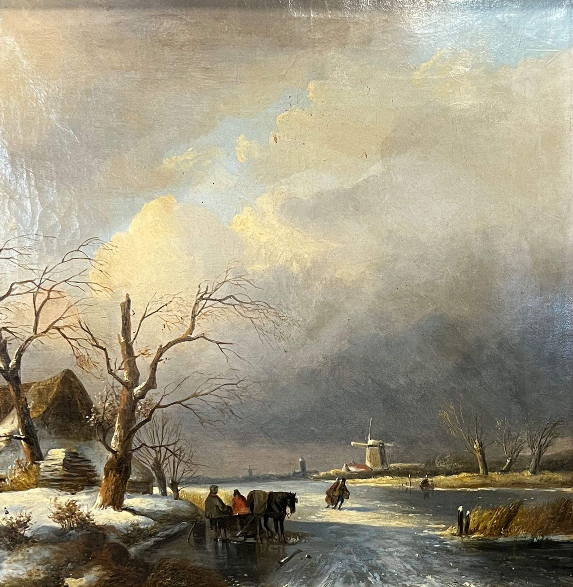 Attributed to Jacob Jan Coenraad SPOHLER (1837 - 1922). Dutch winter landscape. - Image 4 of 9