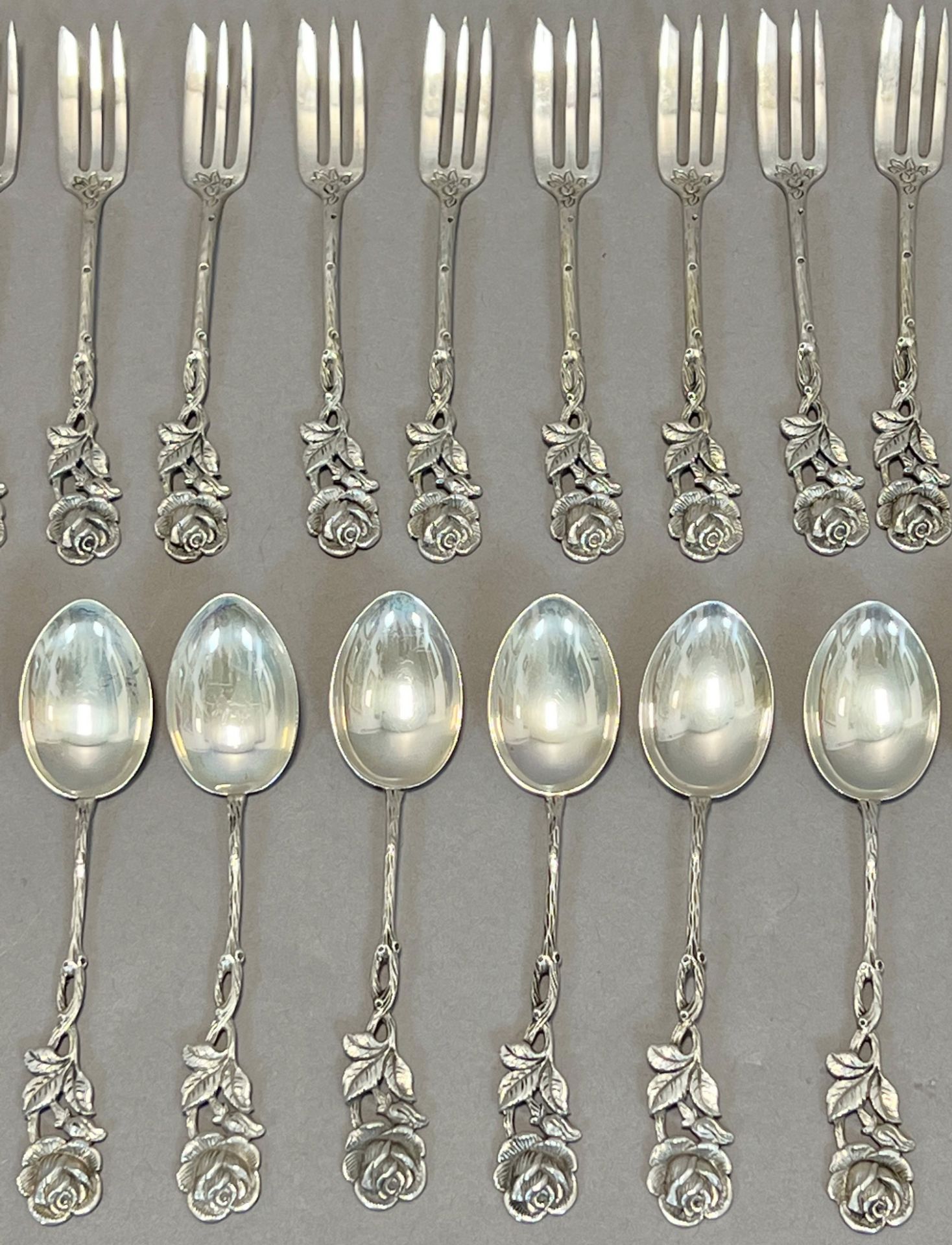 Silver cutlery 835 silver. 38 pieces. Plus 6 pieces 800 silver. - Image 5 of 7