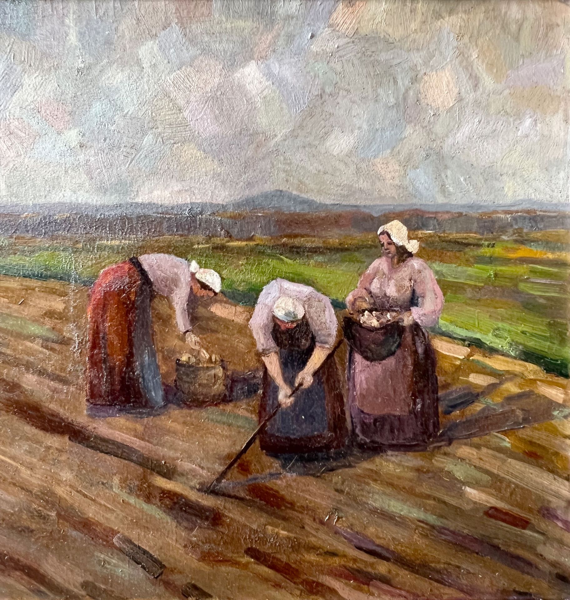 INDISTINCTLY SIGNED (XIX). Peasant women at work in the fields. - Image 4 of 8