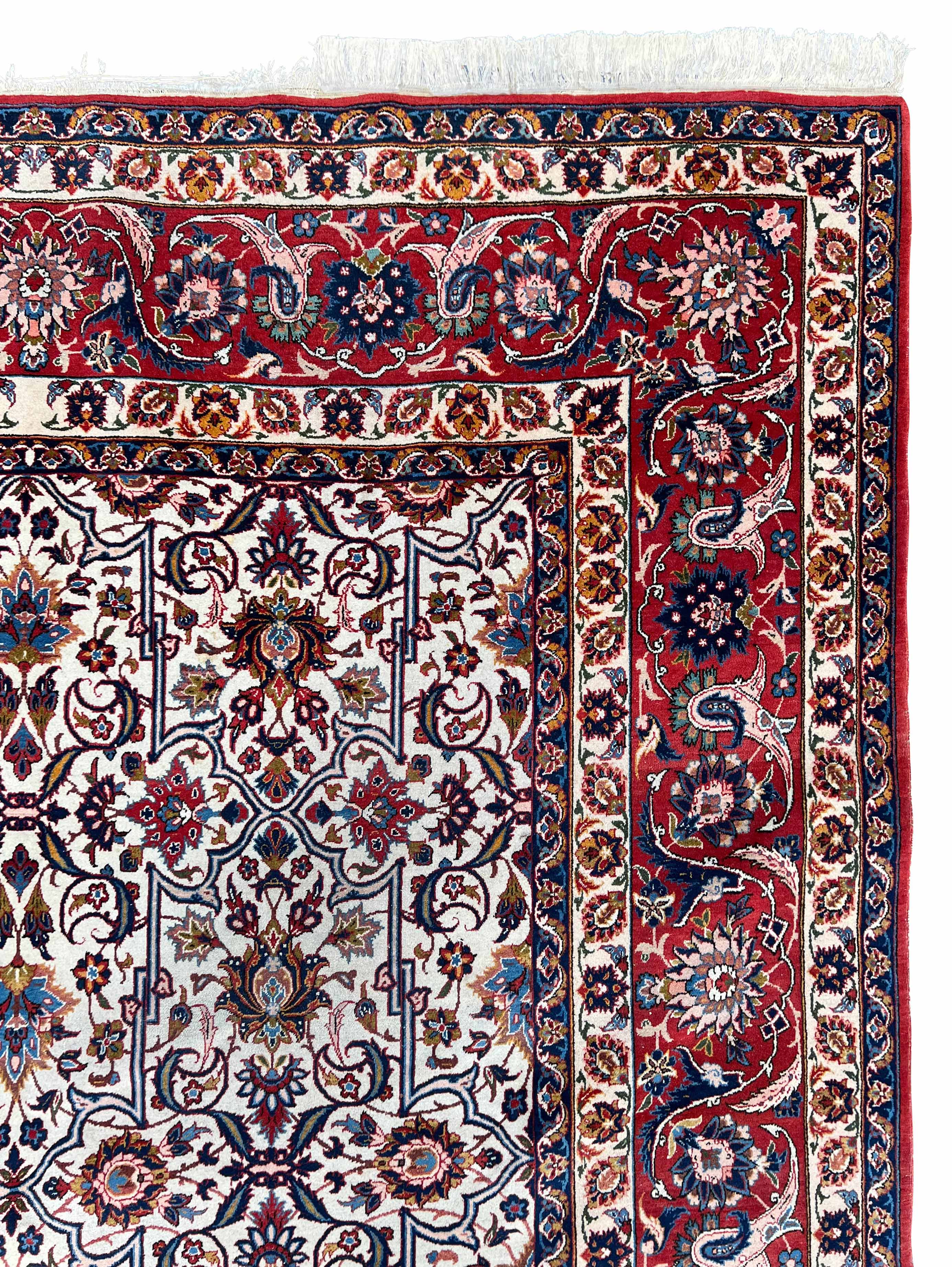 Isfahan. Najafabad. Workshop carpet. Light ground. Patterned through. - Image 10 of 16