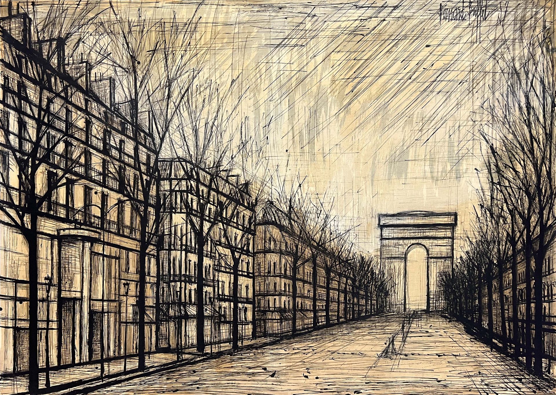 Bernhard BUFFET (1928 - 1999). Farbserigraphie. "Les Champs Elysées". 1957.