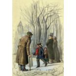 Ludwig KERGEL (1814 - 1874). Winterszene. 1855.Ludwig KERGEL (1814-1874). Aquarell.