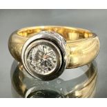 Men's ring 750 yellow gold and white gold with a brilliant-cut diamond of approx. 0.70 ct.