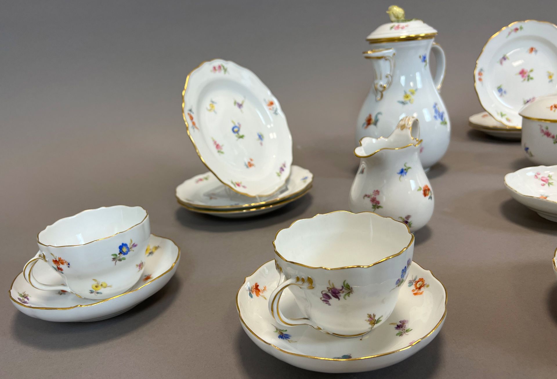 22-teiliges Kaffeeservice. MEISSEN. "Streublümchen". 1. Wahl. Um 1900. - Bild 3 aus 19