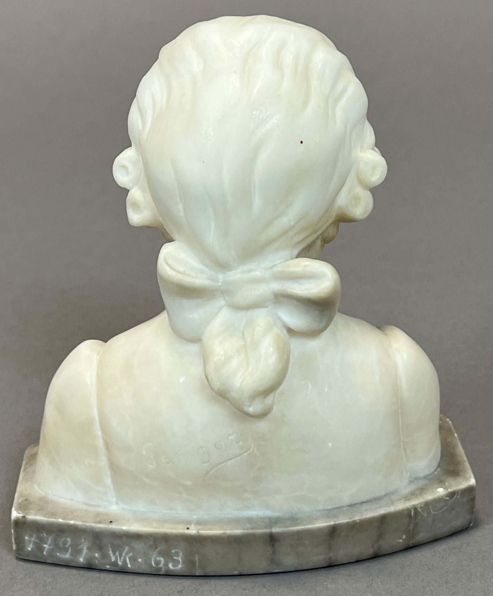 GOLDSCHEIDER Vienna. Mozart. Bust. Alabaster. Art Nouveau. Signed. Perigot. - Image 3 of 12