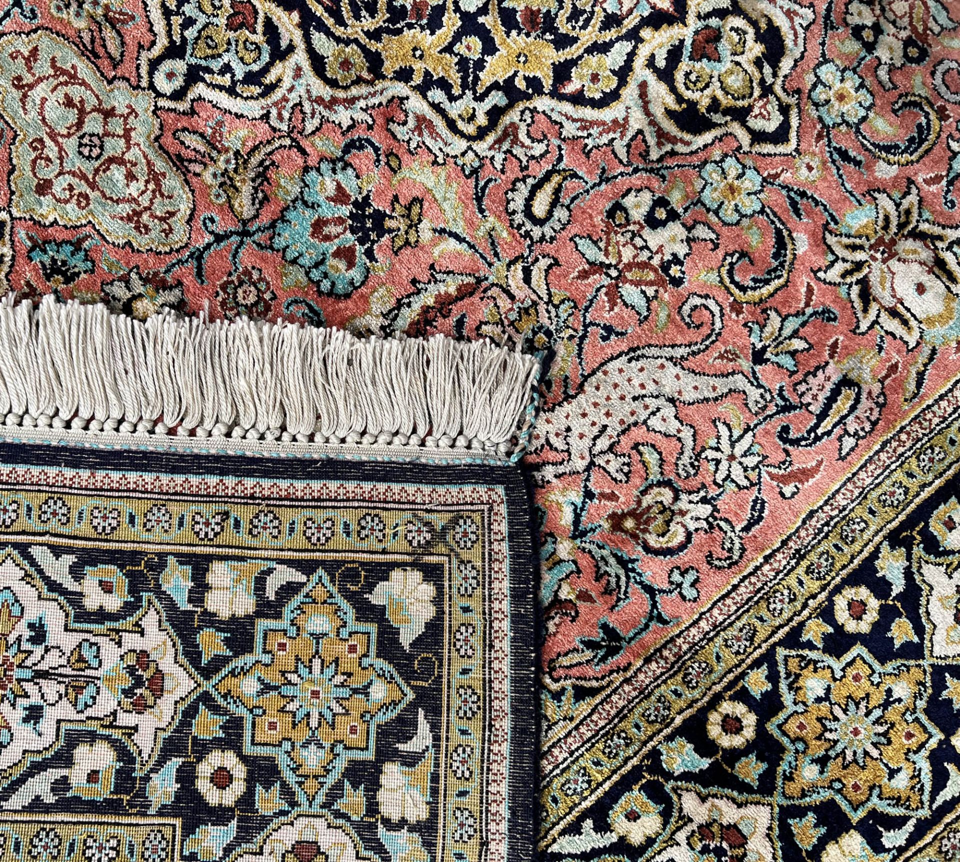 Ghom silk carpet. Condition as new. - Image 8 of 9