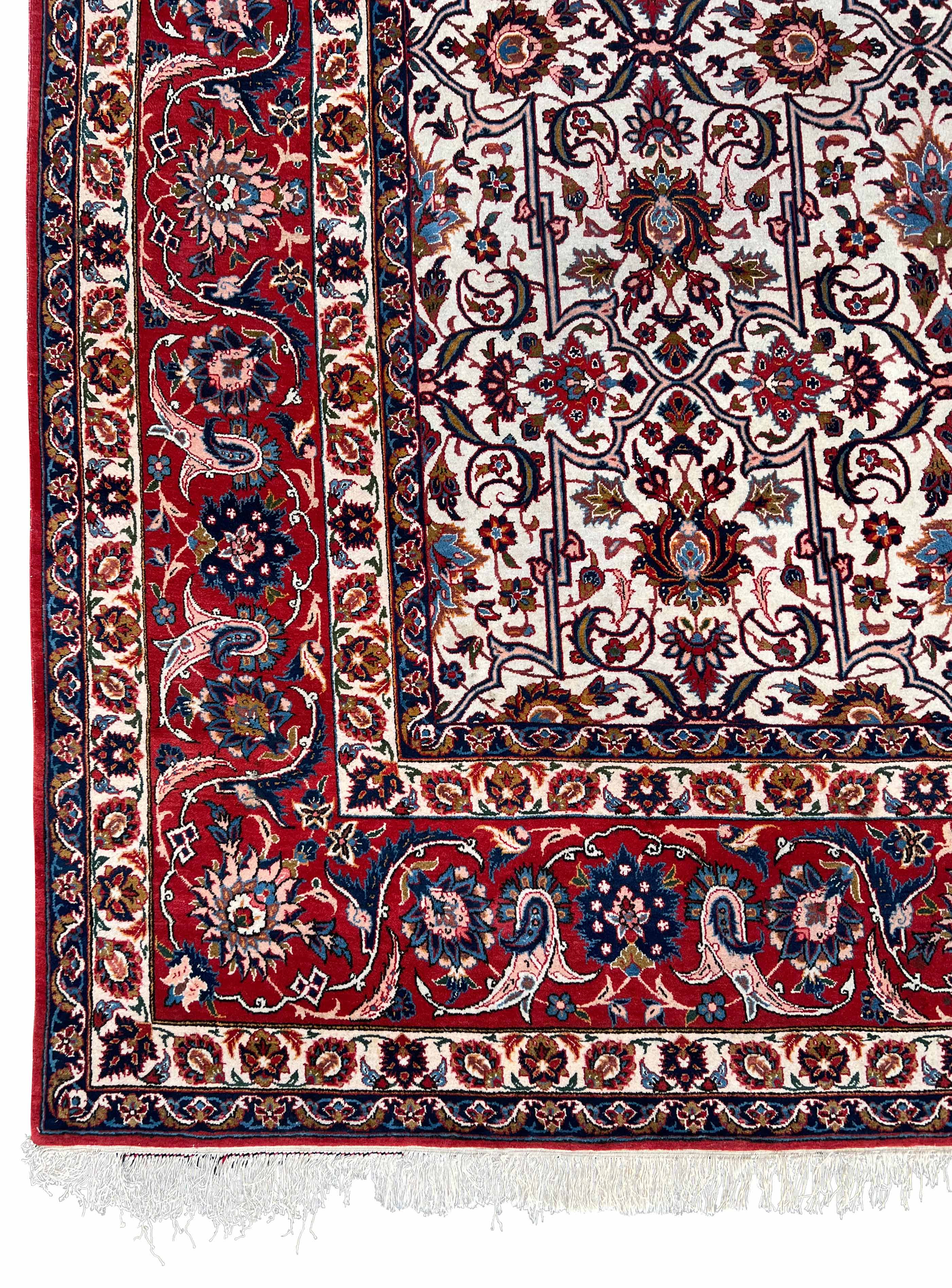 Isfahan. Najafabad. Workshop carpet. Light ground. Patterned through. - Image 2 of 16