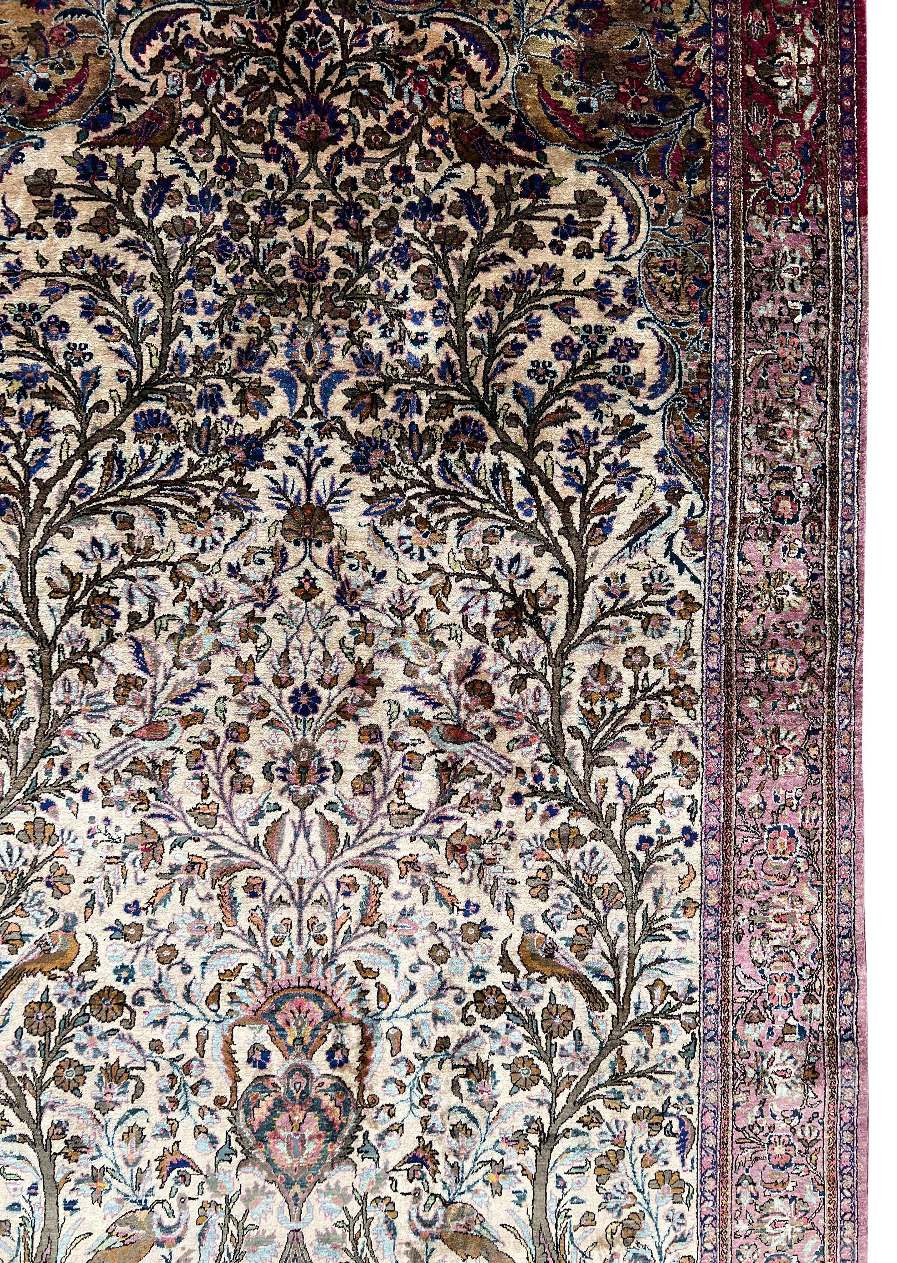 Keshan. Silk carpet. Silk on silk. Around 1900. - Image 6 of 14