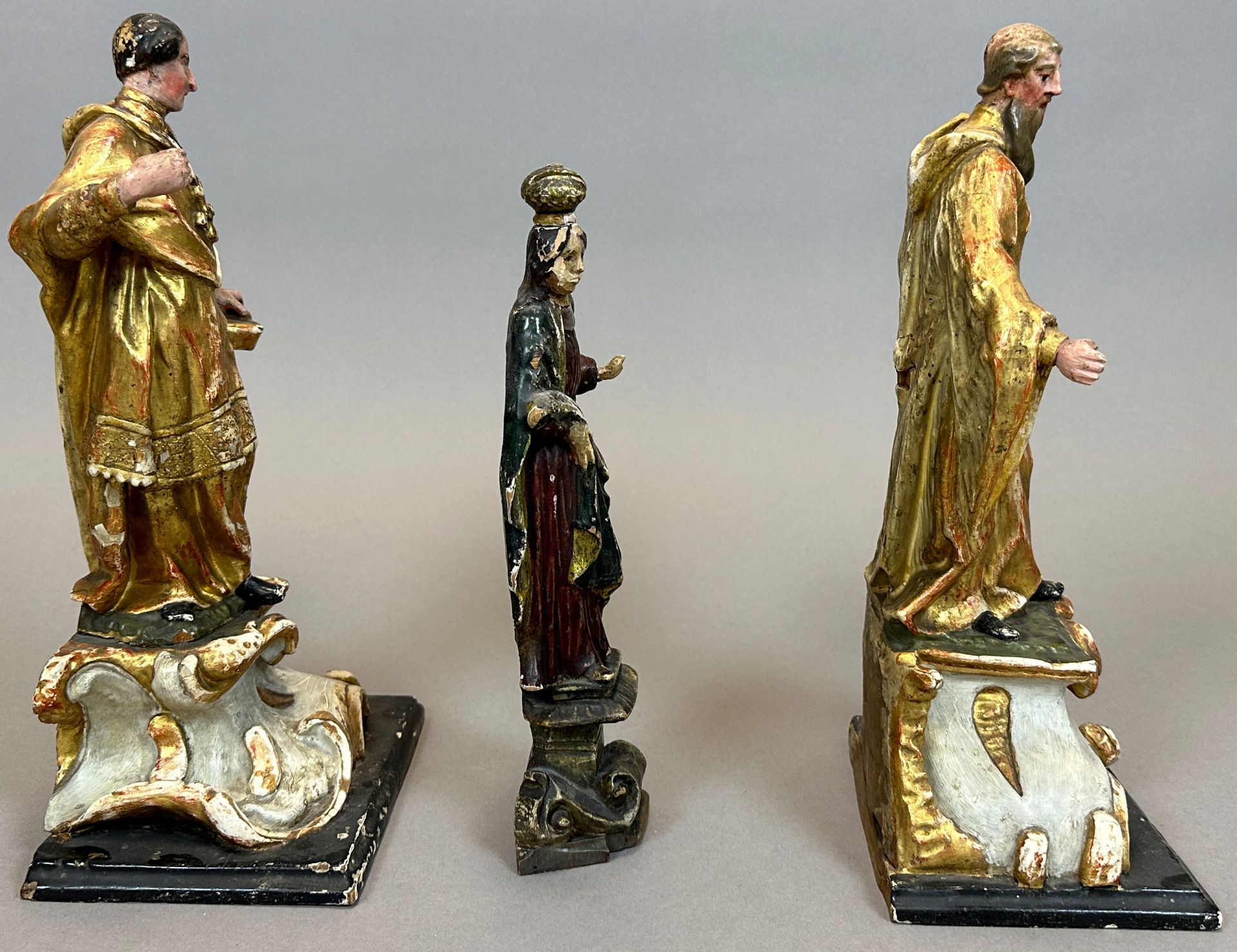 Three figures of saints. Baroque. 18th century. Austria. - Image 4 of 15