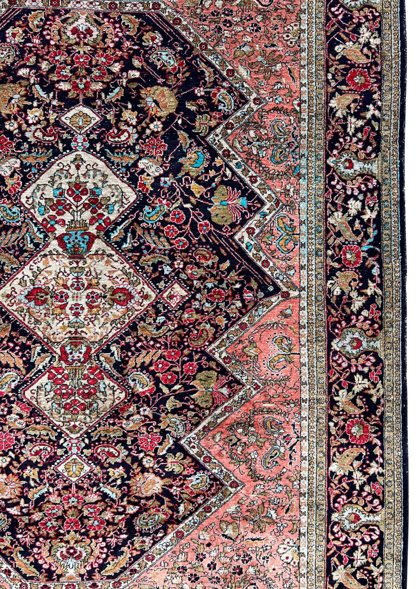 Ghom. Silk carpet. Fine weave. - Image 6 of 13