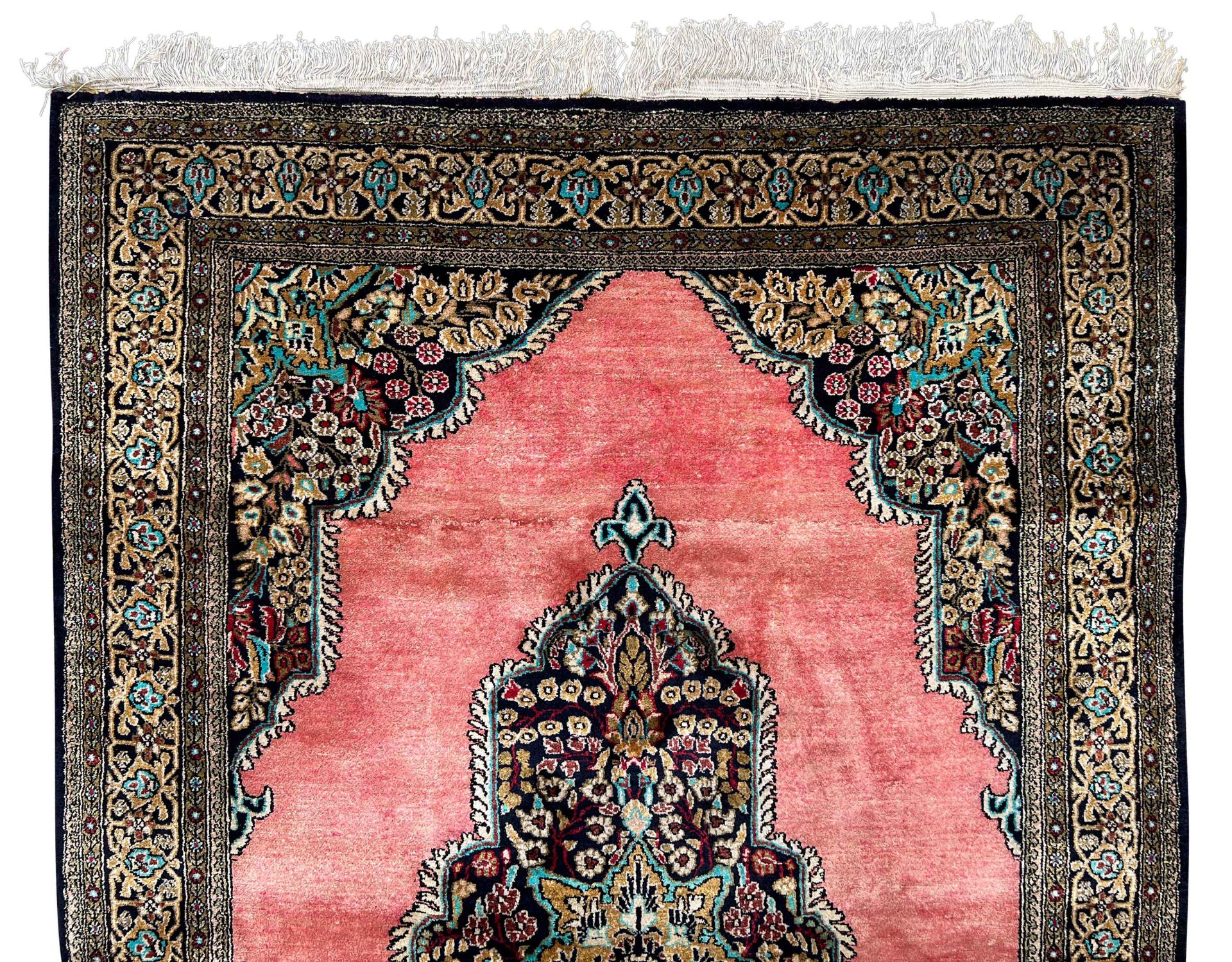 Ghom silk carpet. - Image 2 of 9