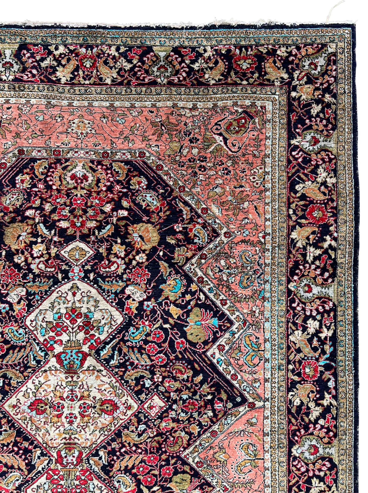 Ghom. Silk carpet. Fine weave. - Image 3 of 13
