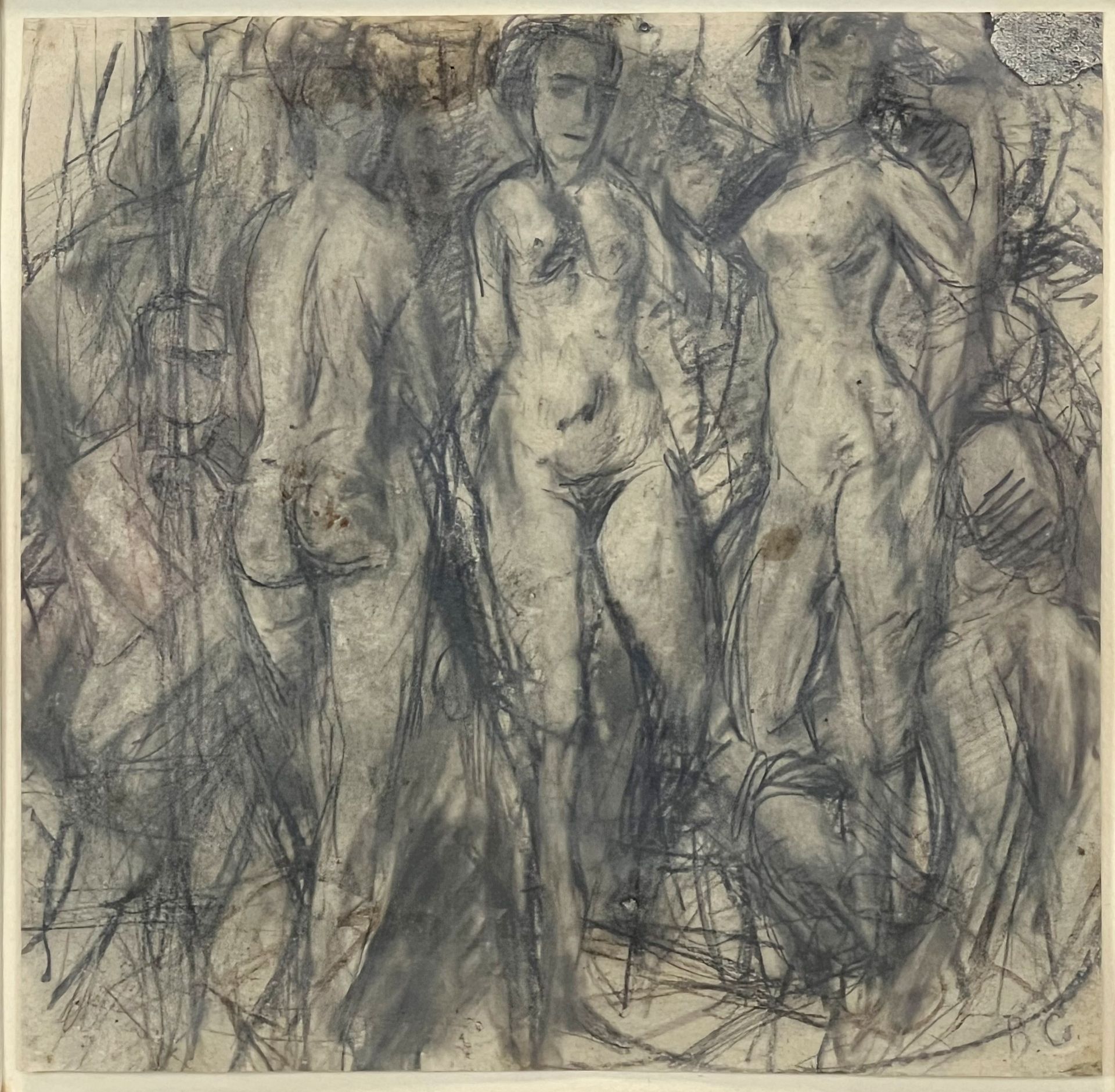 MONOGRAMIST (XX). A pair of pencil drawings. Nude and portrait on verso. - Image 4 of 10